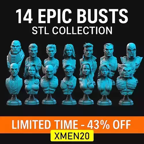 X-Men 14 Epic 3D Busts  STL Pack  Discount Use code XMEN20 3D print model