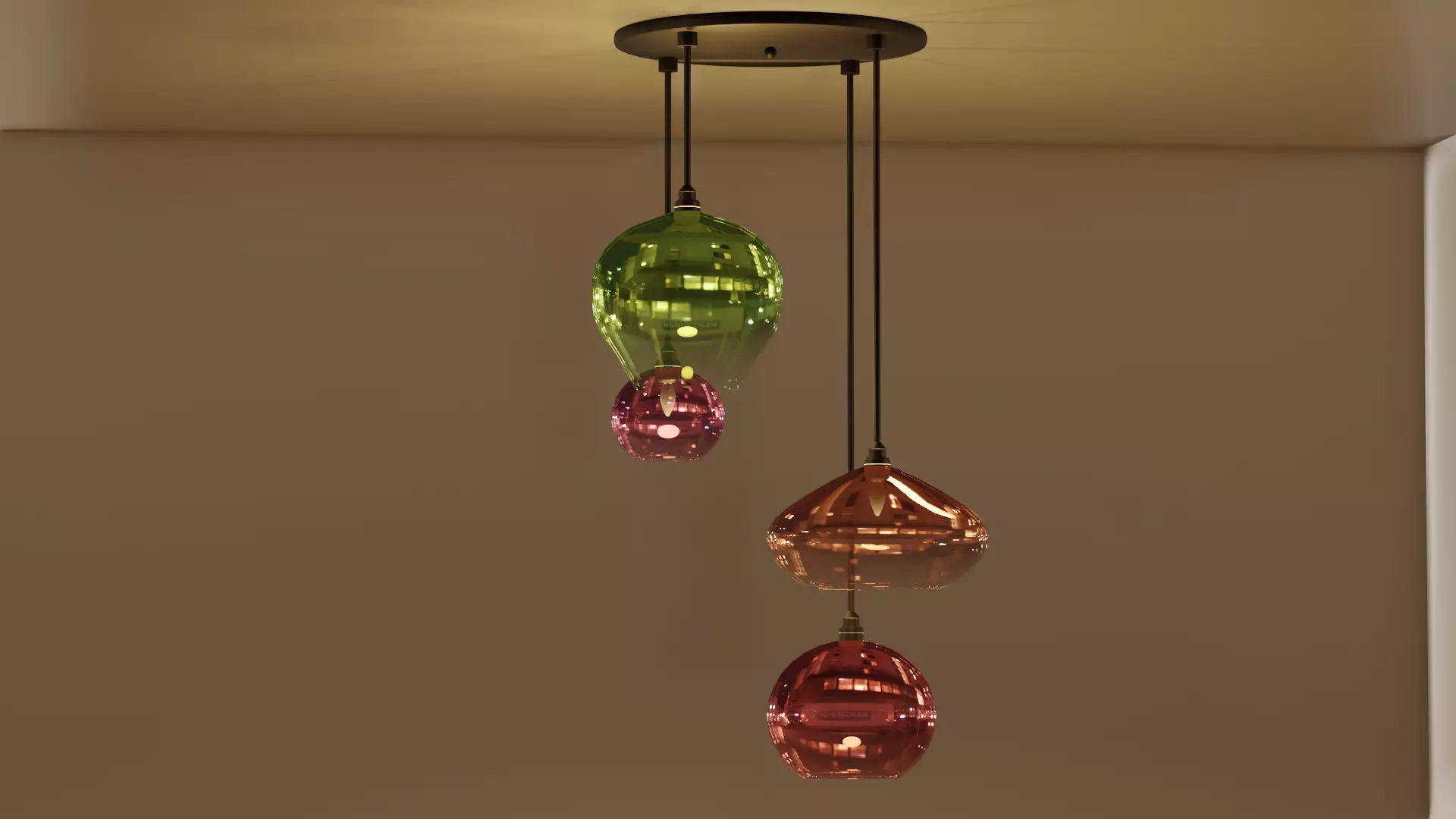 Multi Light Pendant Glass Lighting Mid Century Modern Chandelier Free 3D model