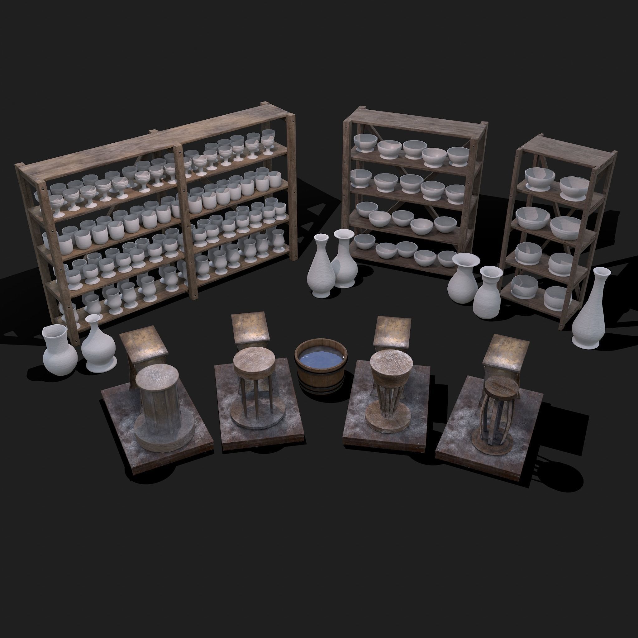 High Quality Medieval Props Pack 3D Model Collection_129