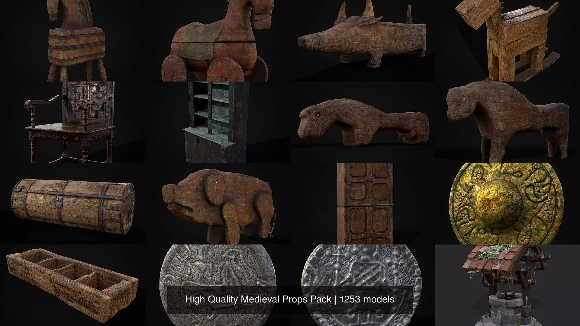High Quality Medieval Props Pack 3D Model Collection_7