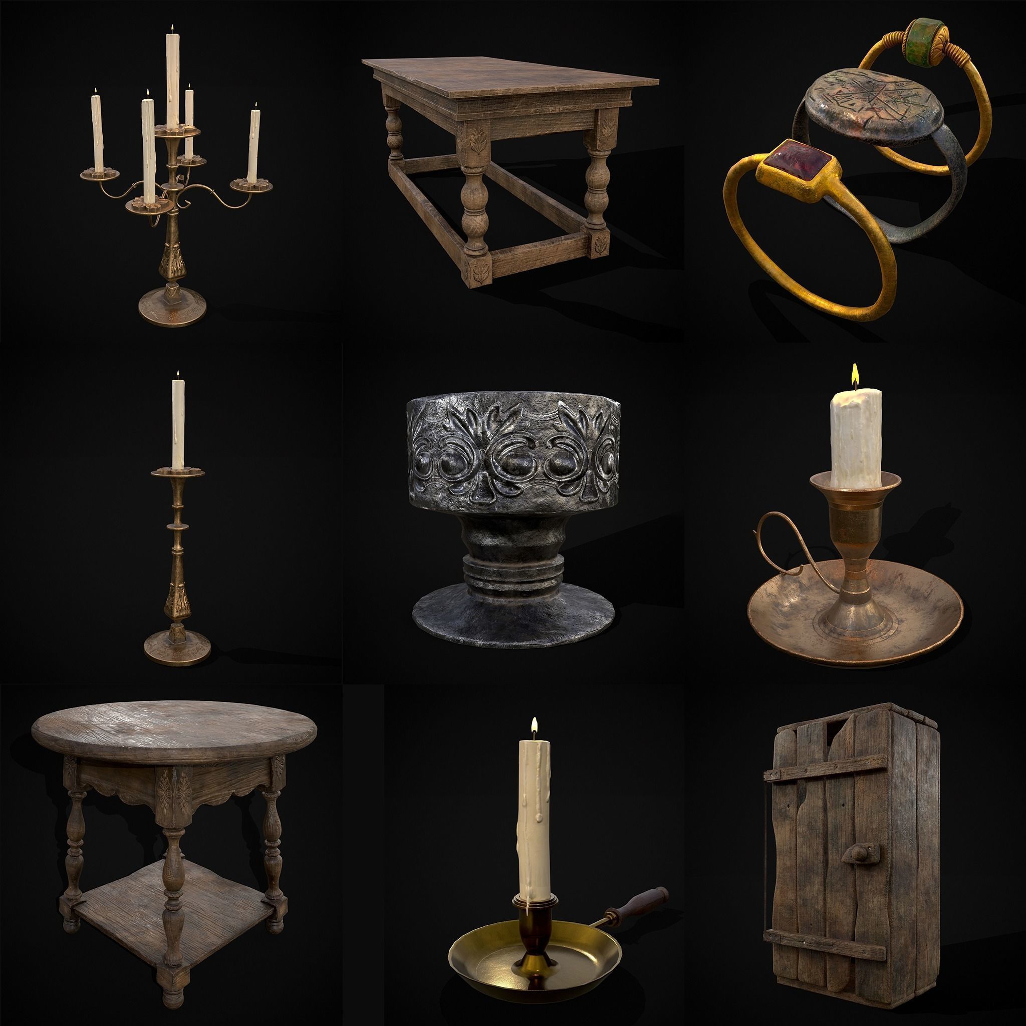 High Quality Medieval Props Pack 3D Model Collection_147