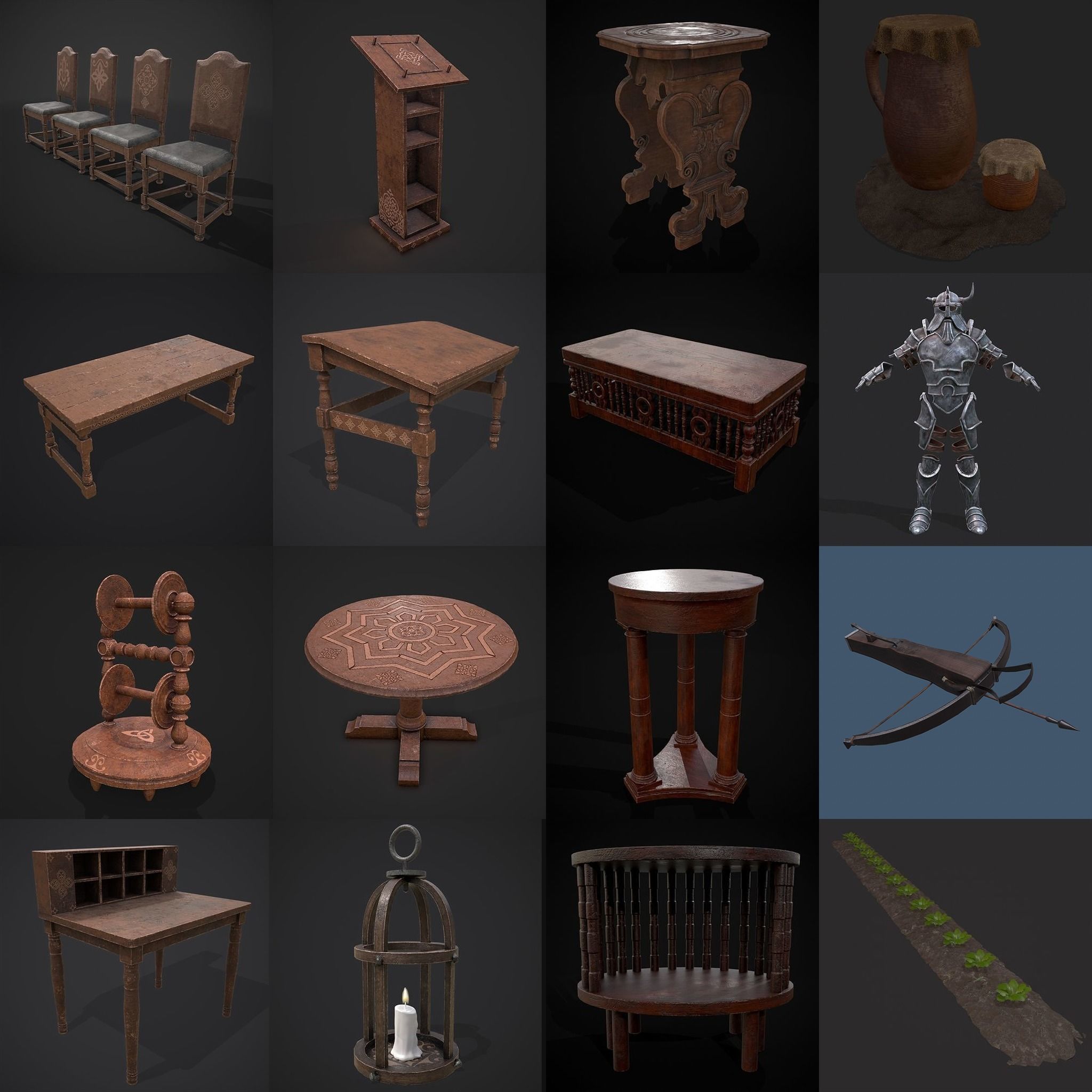 High Quality Medieval Props Pack 3D Model Collection_86