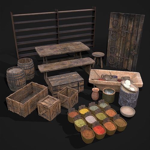 High Quality Medieval Props Pack 3D Model Collection_41