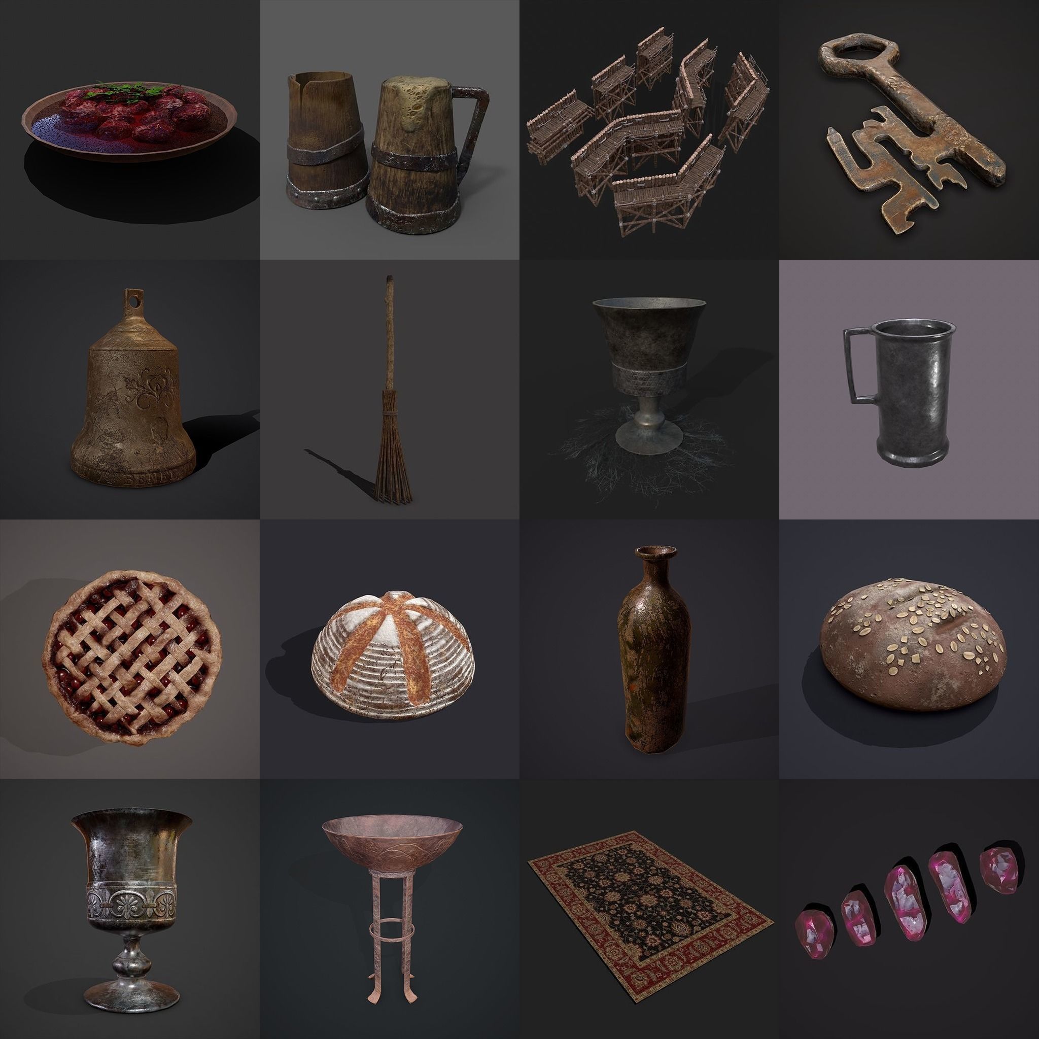 High Quality Medieval Props Pack 3D Model Collection_95
