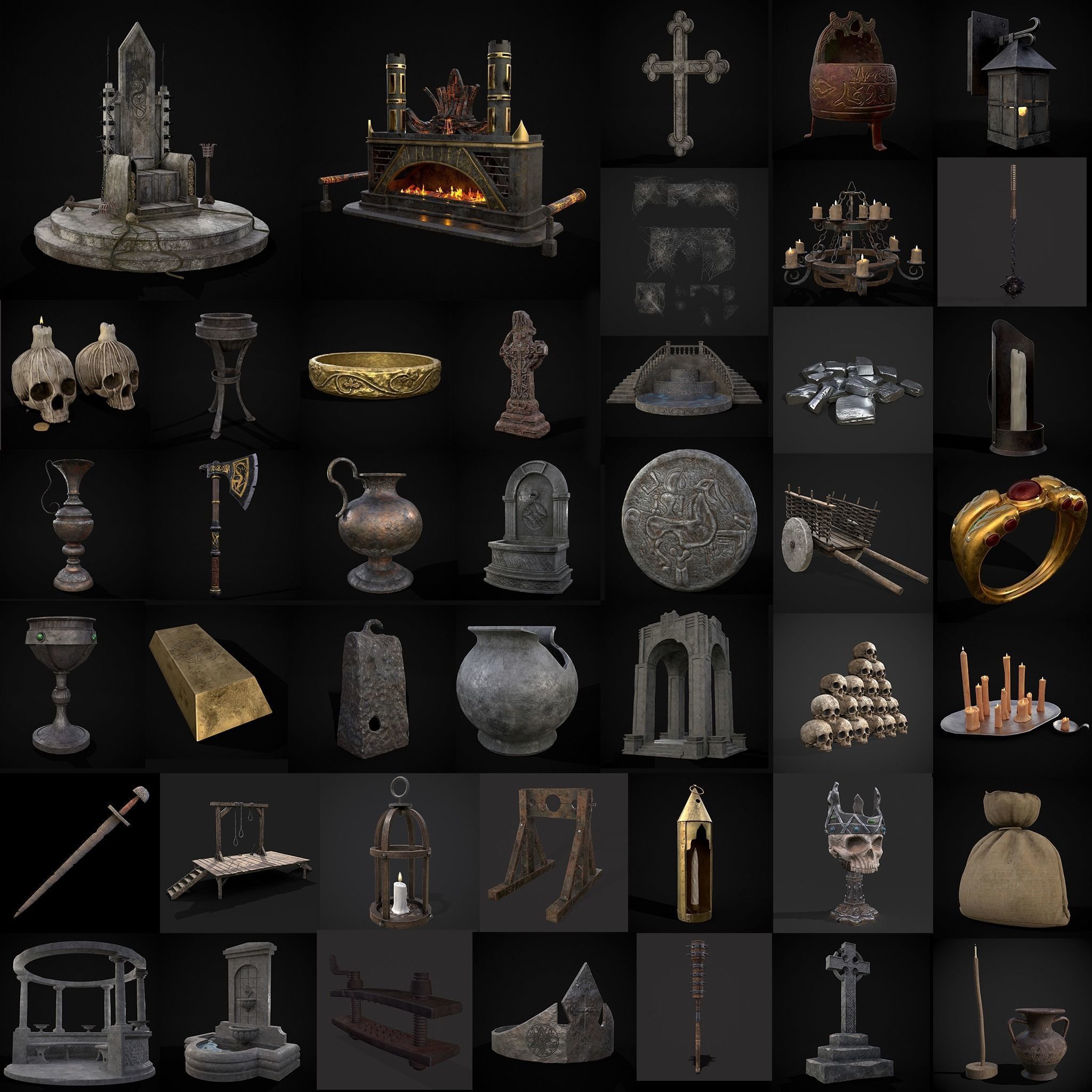 High Quality Medieval Props Pack 3D Model Collection_133