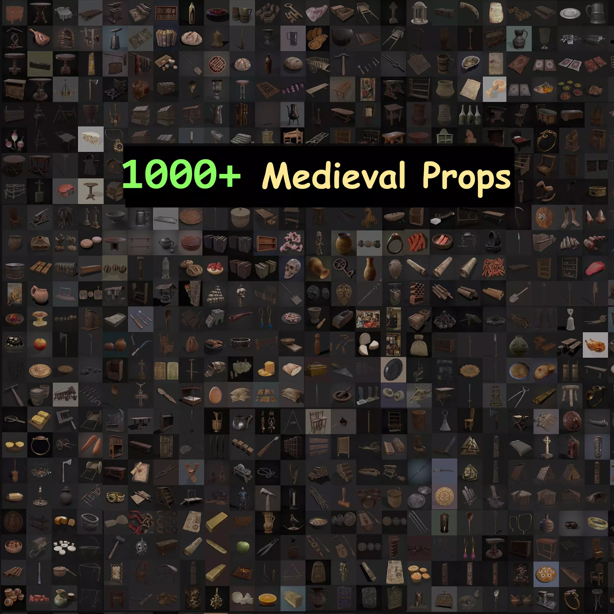 High Quality Medieval Props Pack 3D Model Collection_0