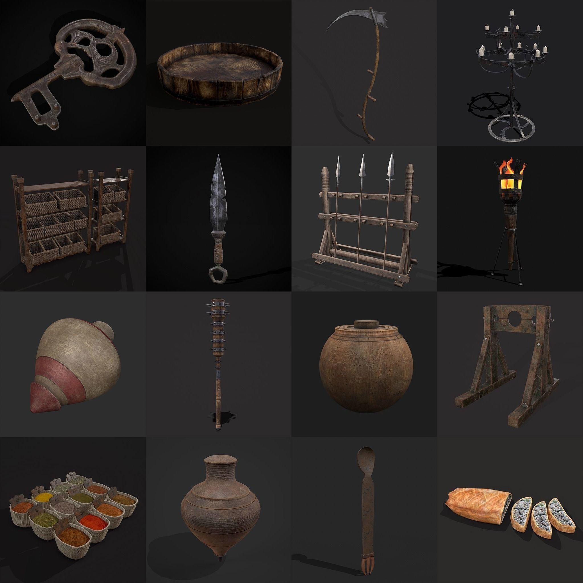High Quality Medieval Props Pack 3D Model Collection_36