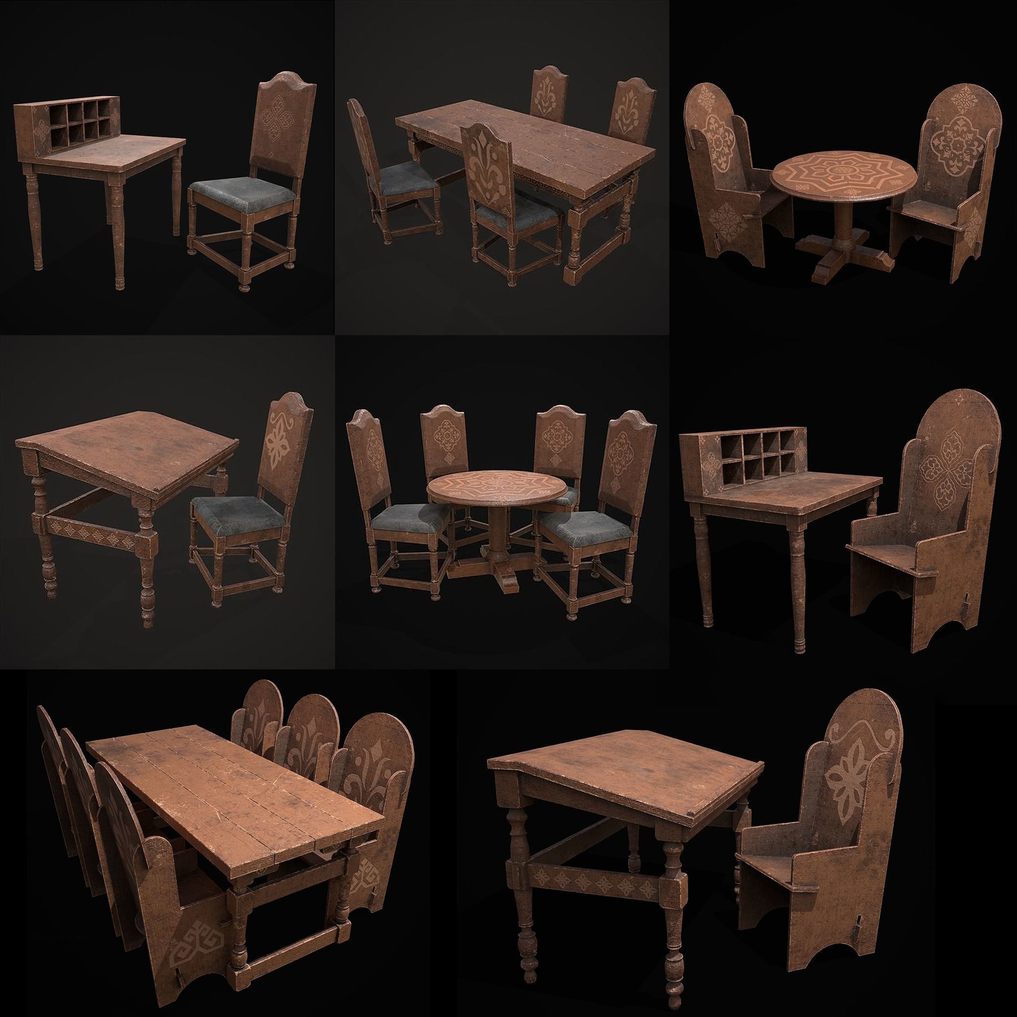 High Quality Medieval Props Pack 3D Model Collection_63