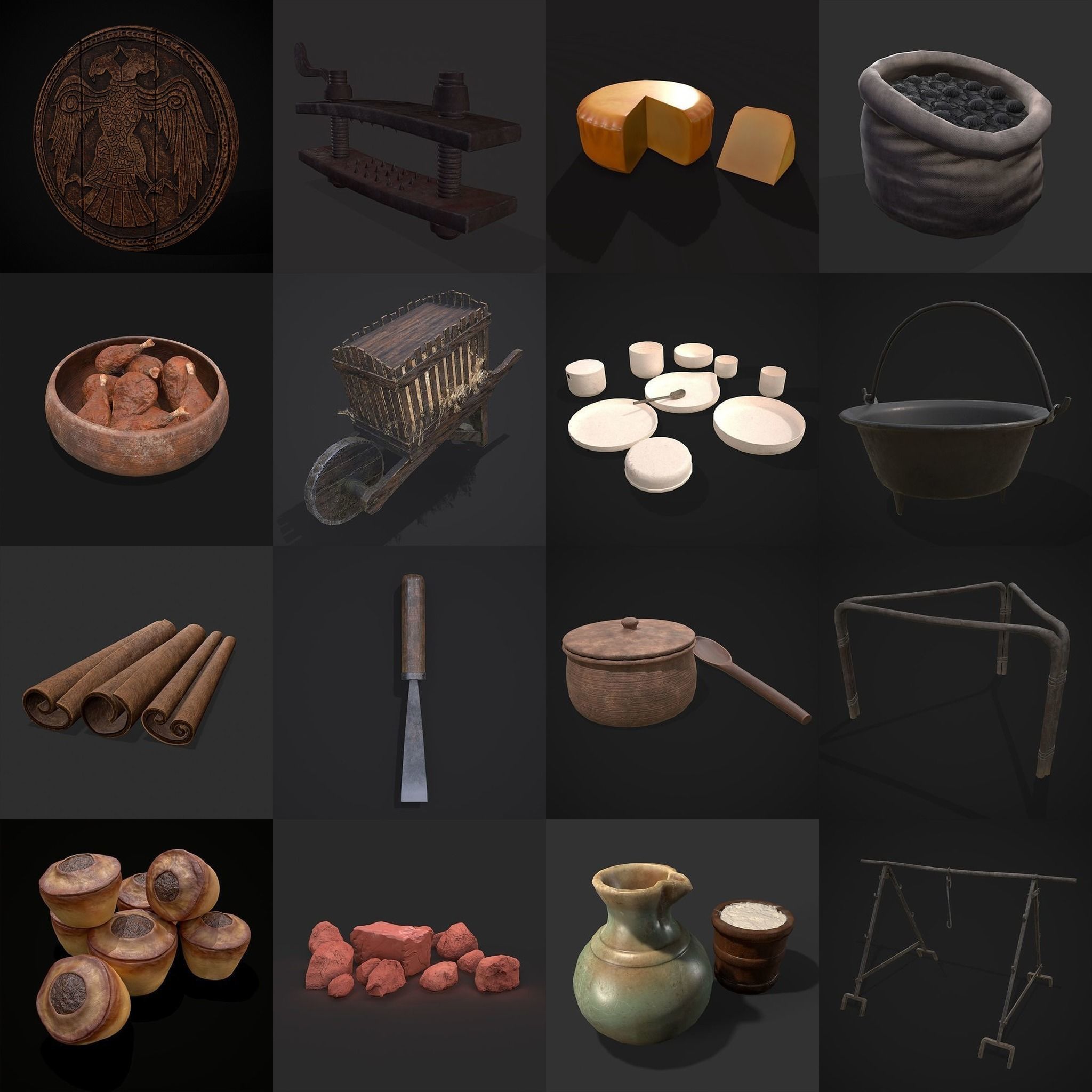 High Quality Medieval Props Pack 3D Model Collection_83