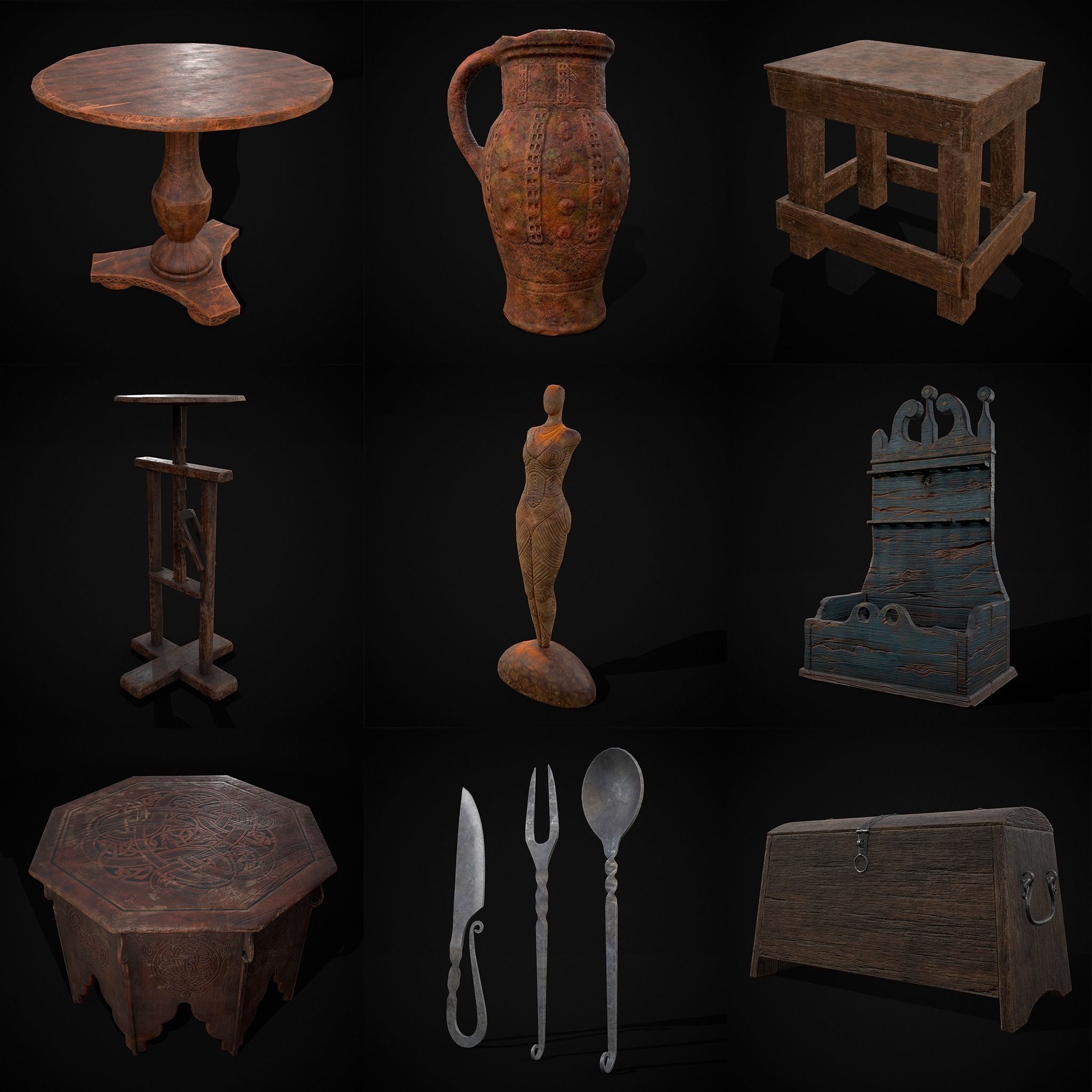 High Quality Medieval Props Pack 3D Model Collection_30