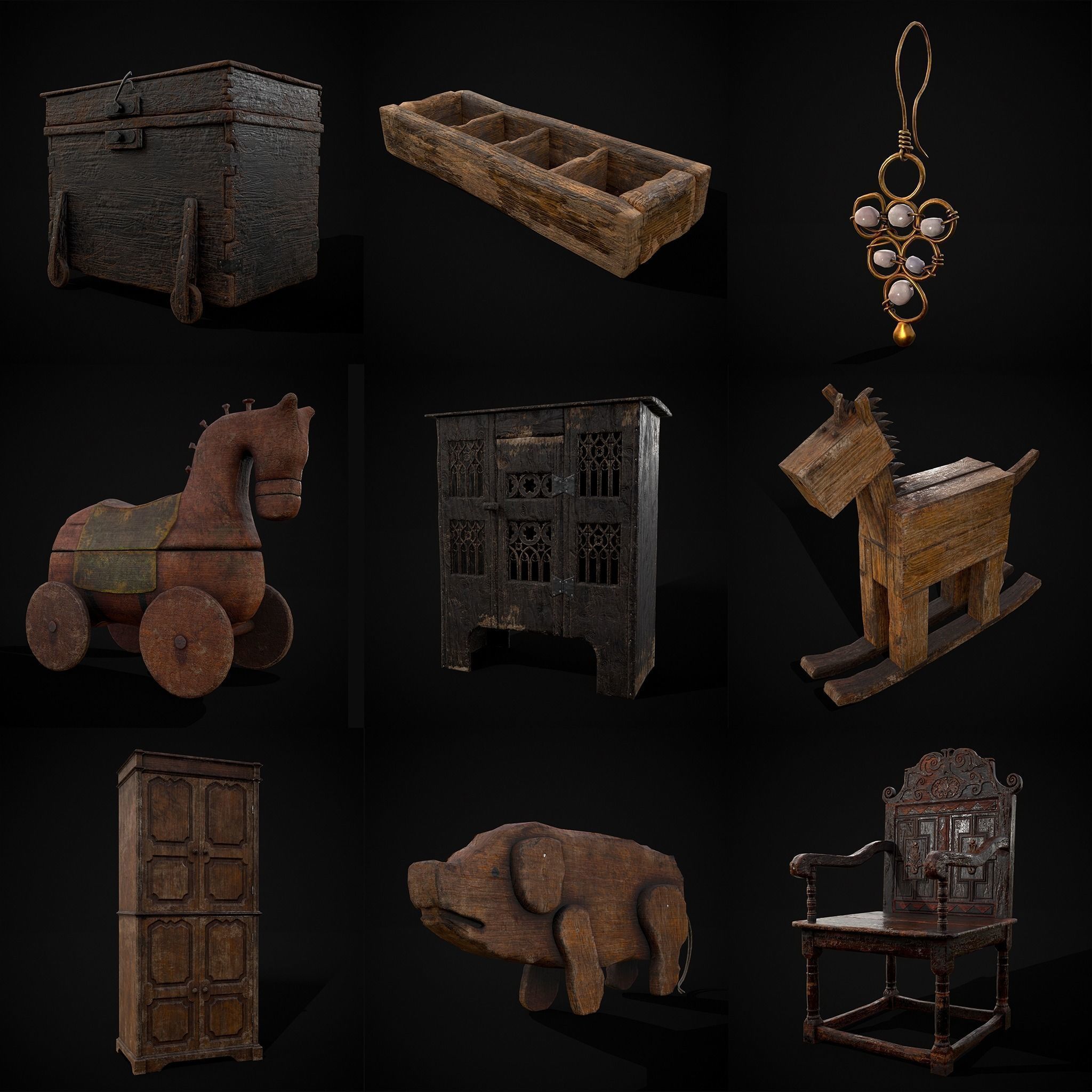 High Quality Medieval Props Pack 3D Model Collection_14