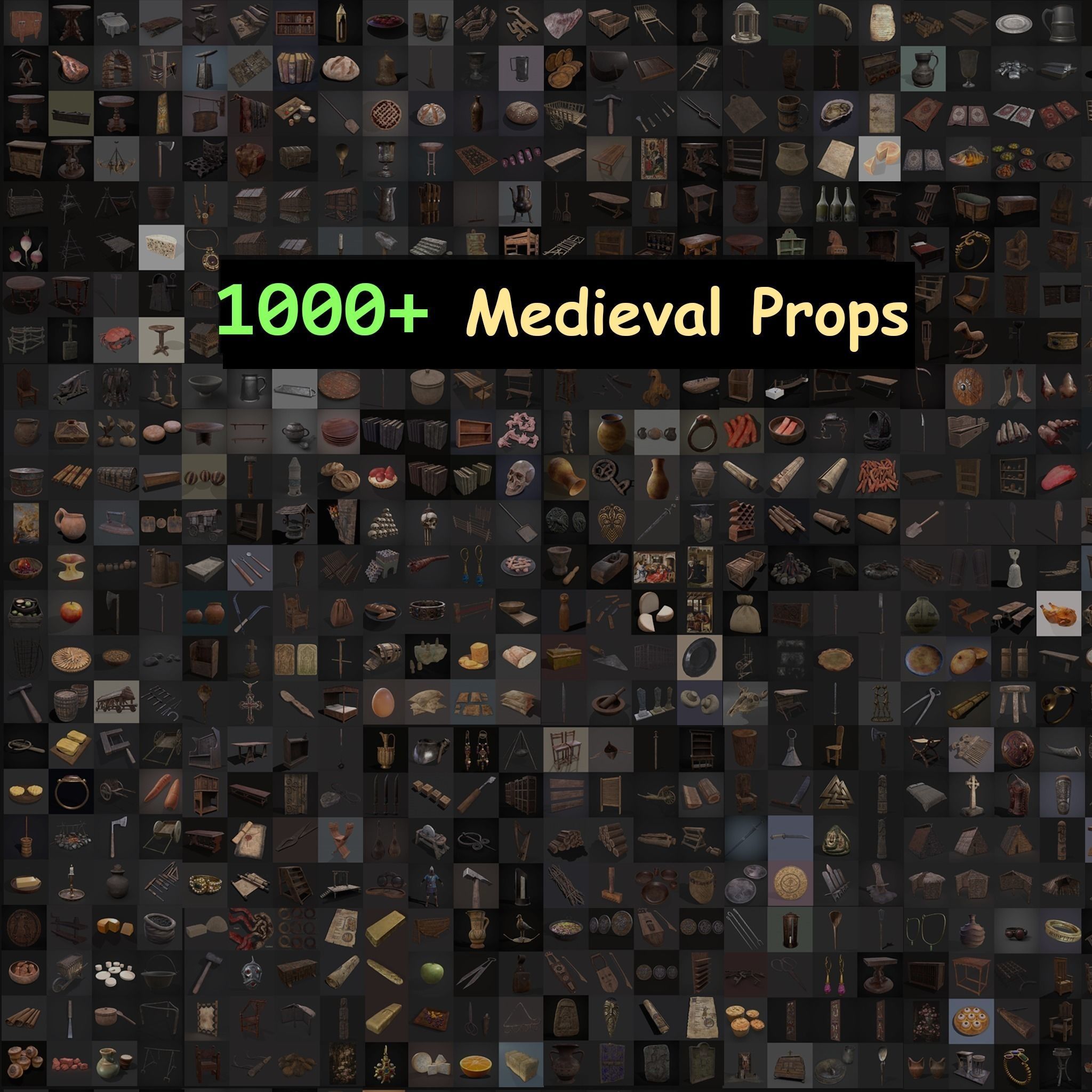 High Quality Medieval Props Pack 3D Model Collection_8