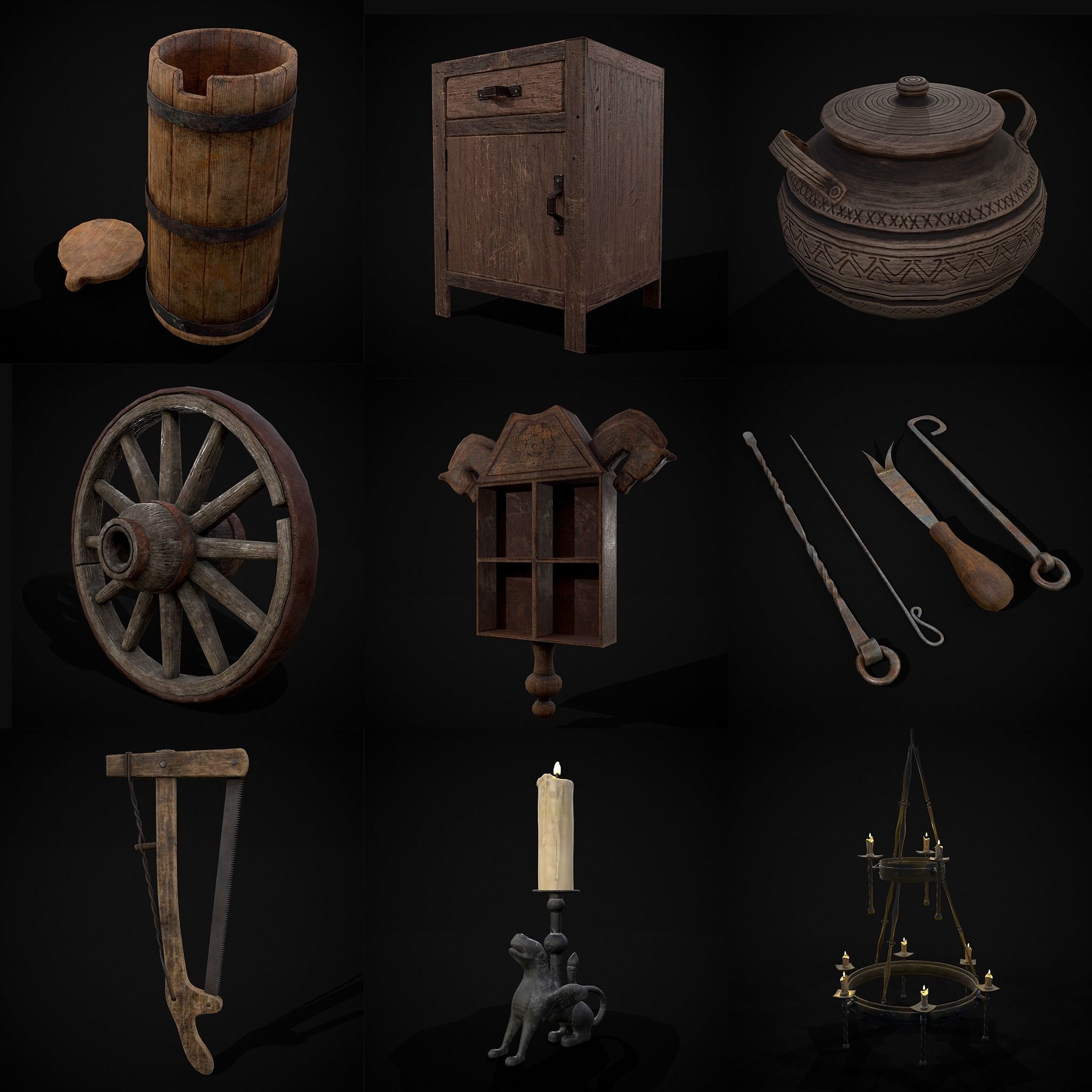 High Quality Medieval Props Pack 3D Model Collection_32