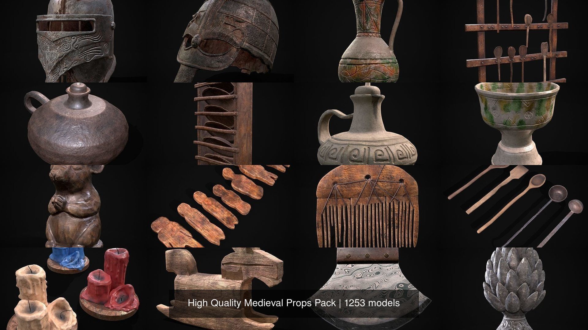 High Quality Medieval Props Pack 3D Model Collection_10