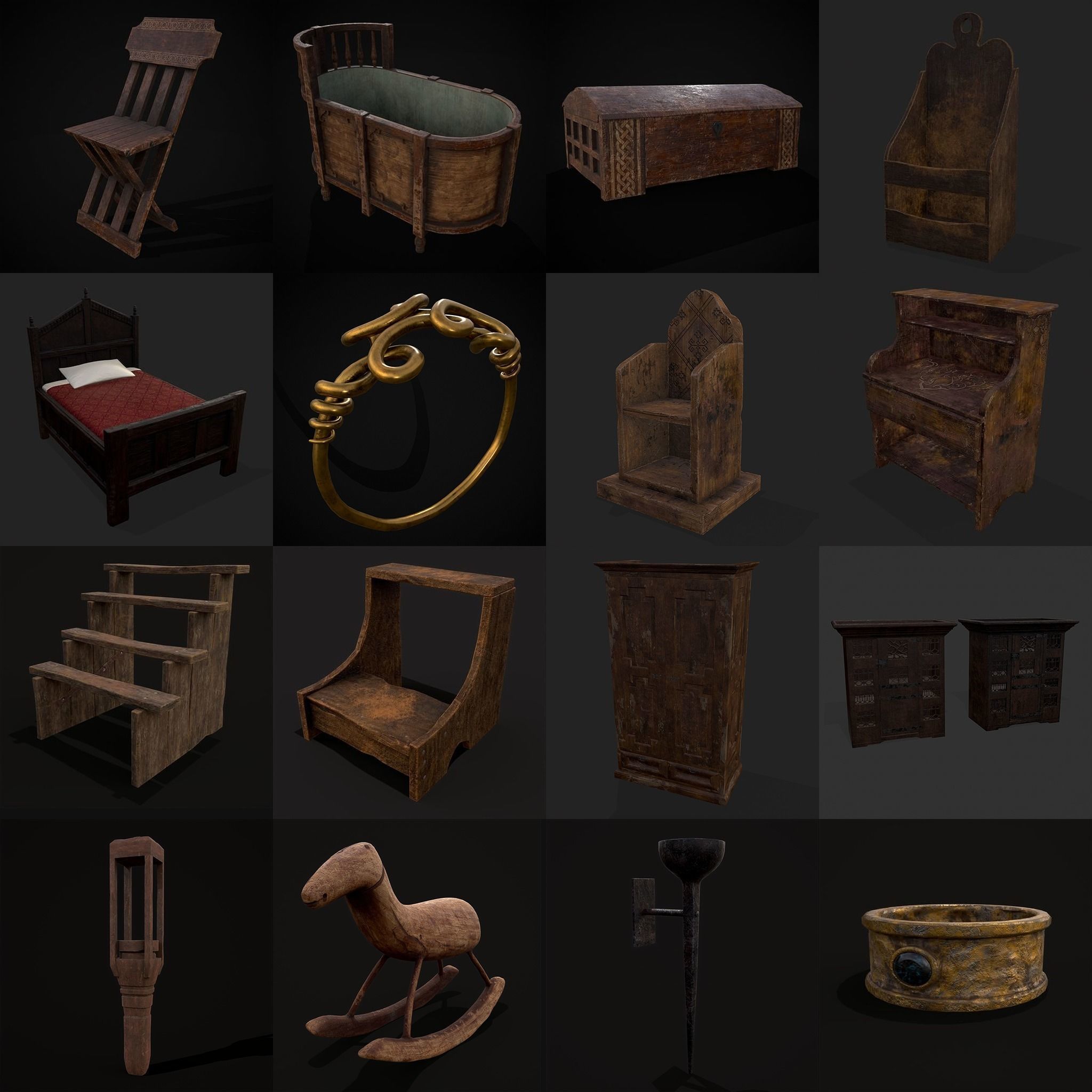 High Quality Medieval Props Pack 3D Model Collection_51