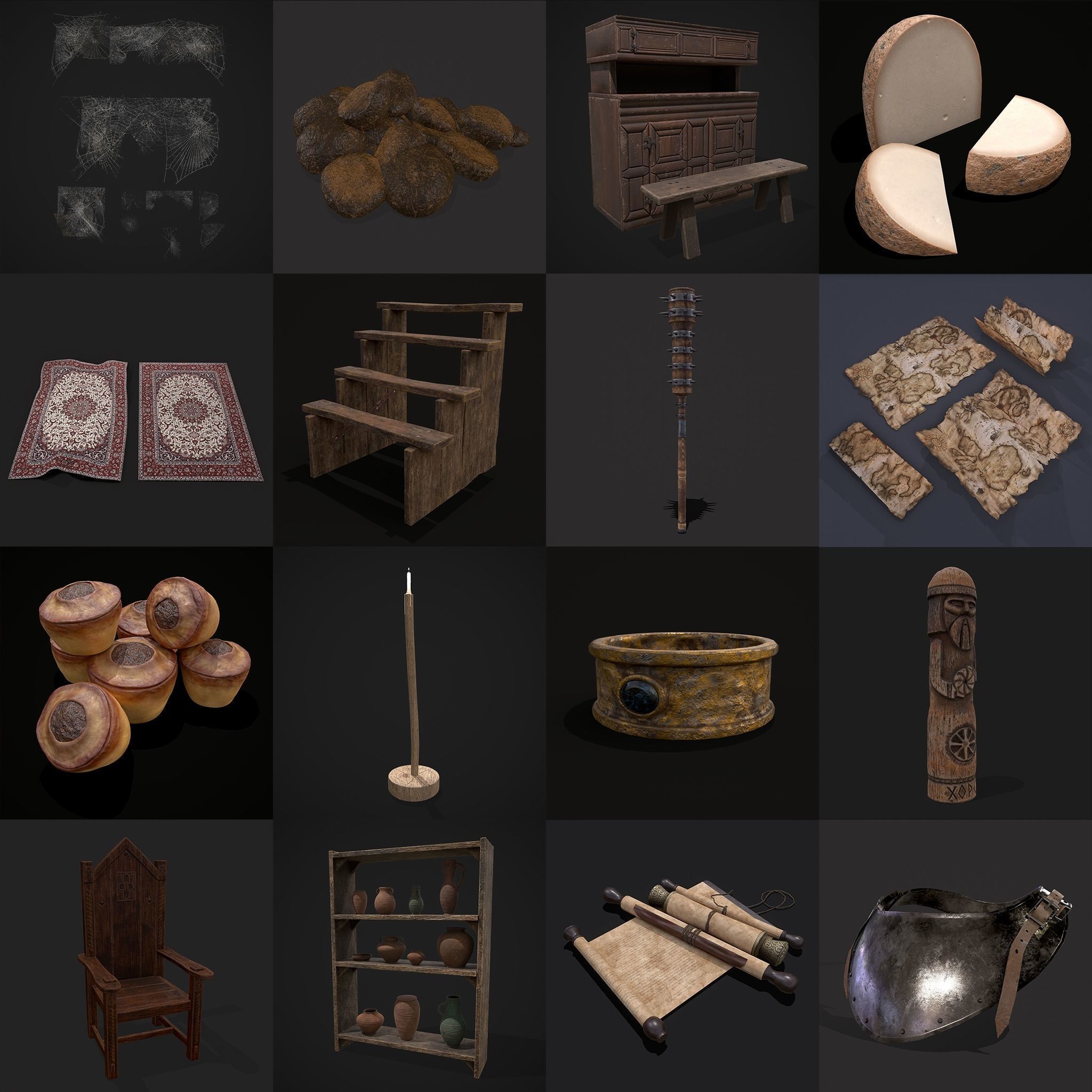 High Quality Medieval Props Pack 3D Model Collection_212