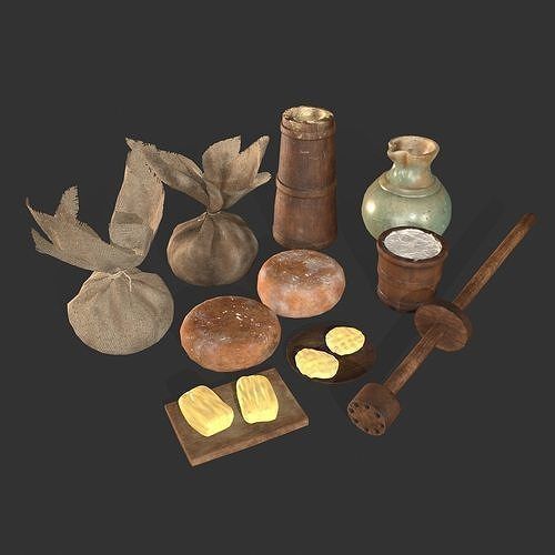 High Quality Medieval Props Pack 3D Model Collection_40