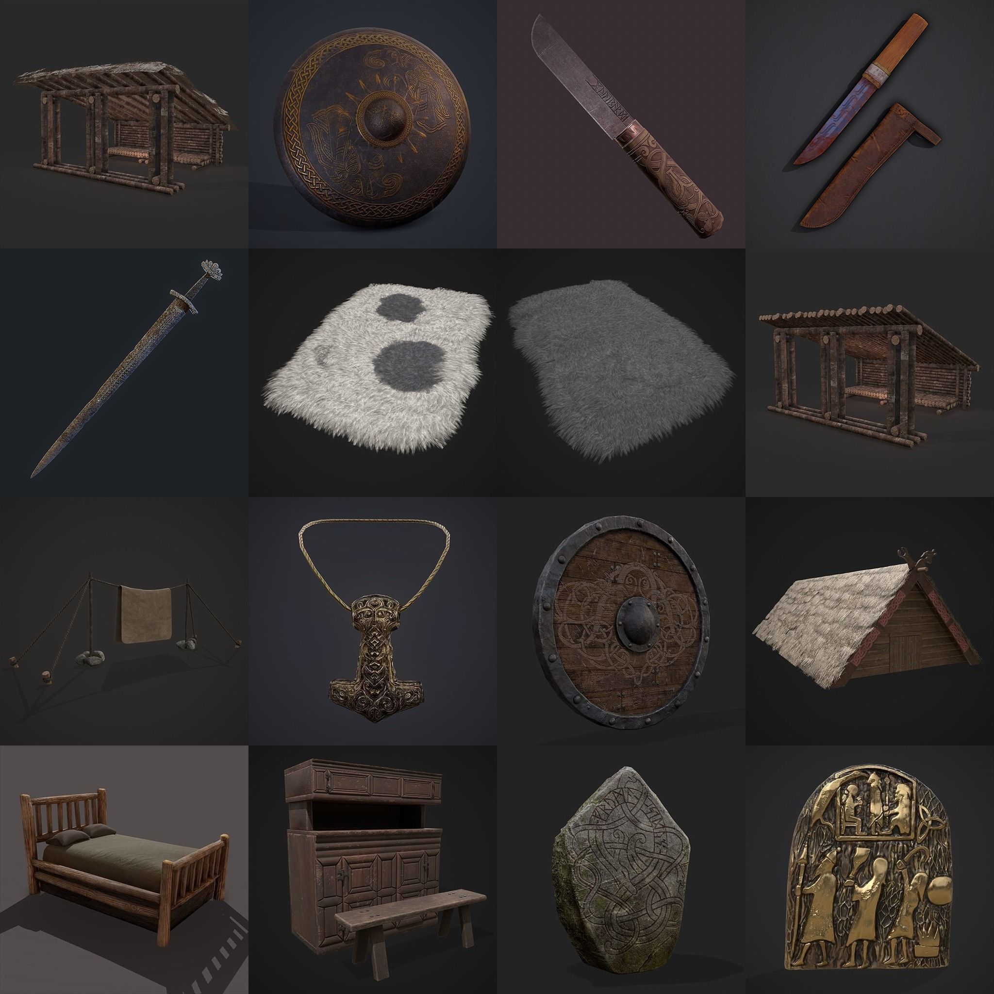 High Quality Medieval Props Pack 3D Model Collection_91