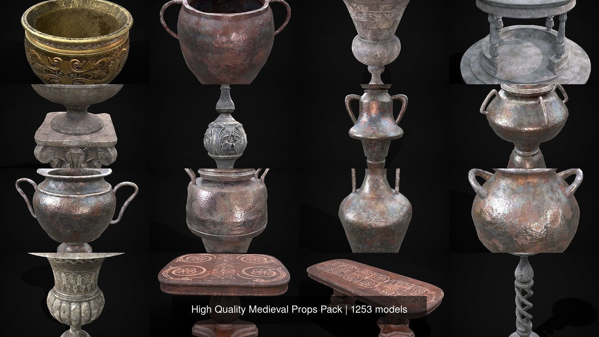 High Quality Medieval Props Pack 3D Model Collection_13