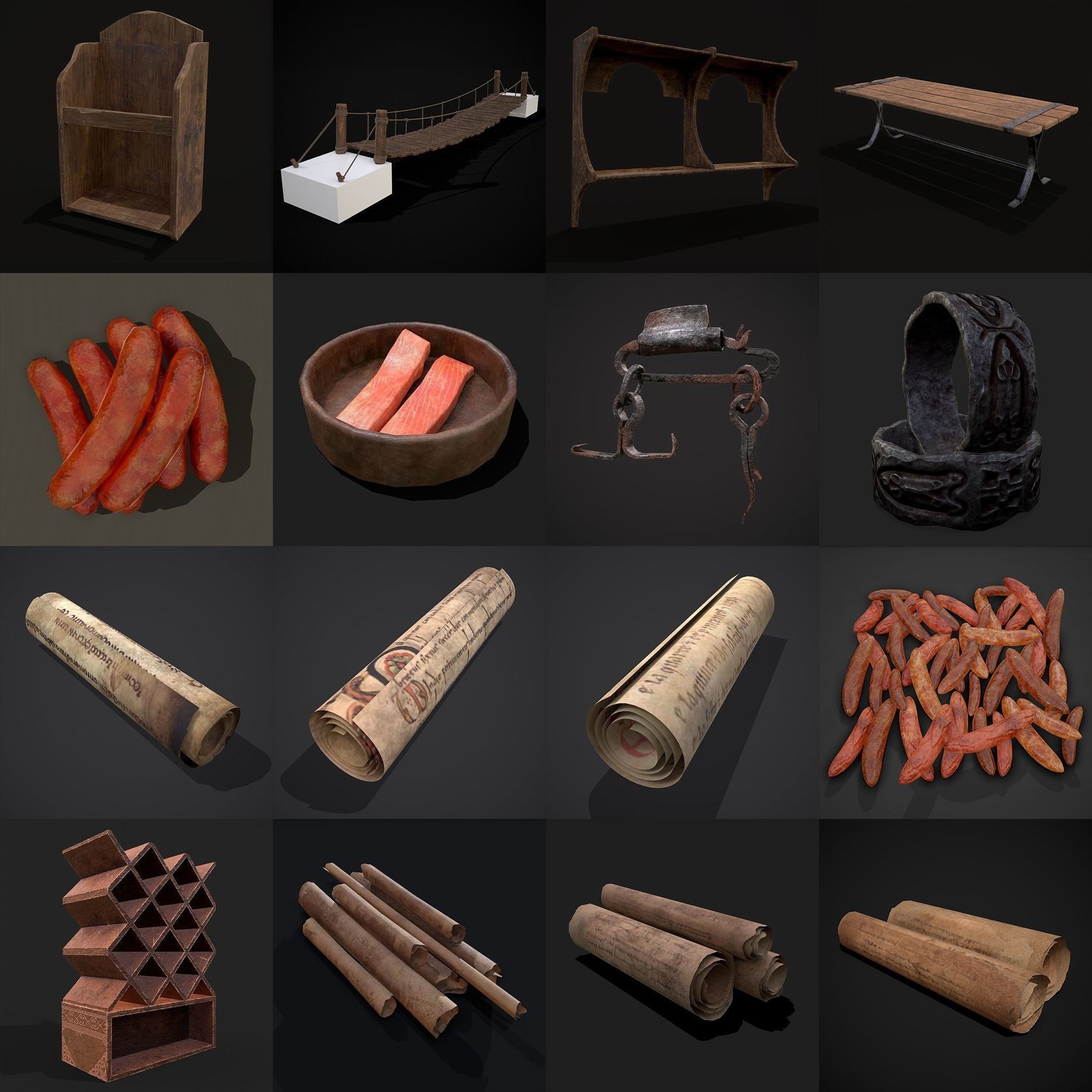 High Quality Medieval Props Pack 3D Model Collection_57