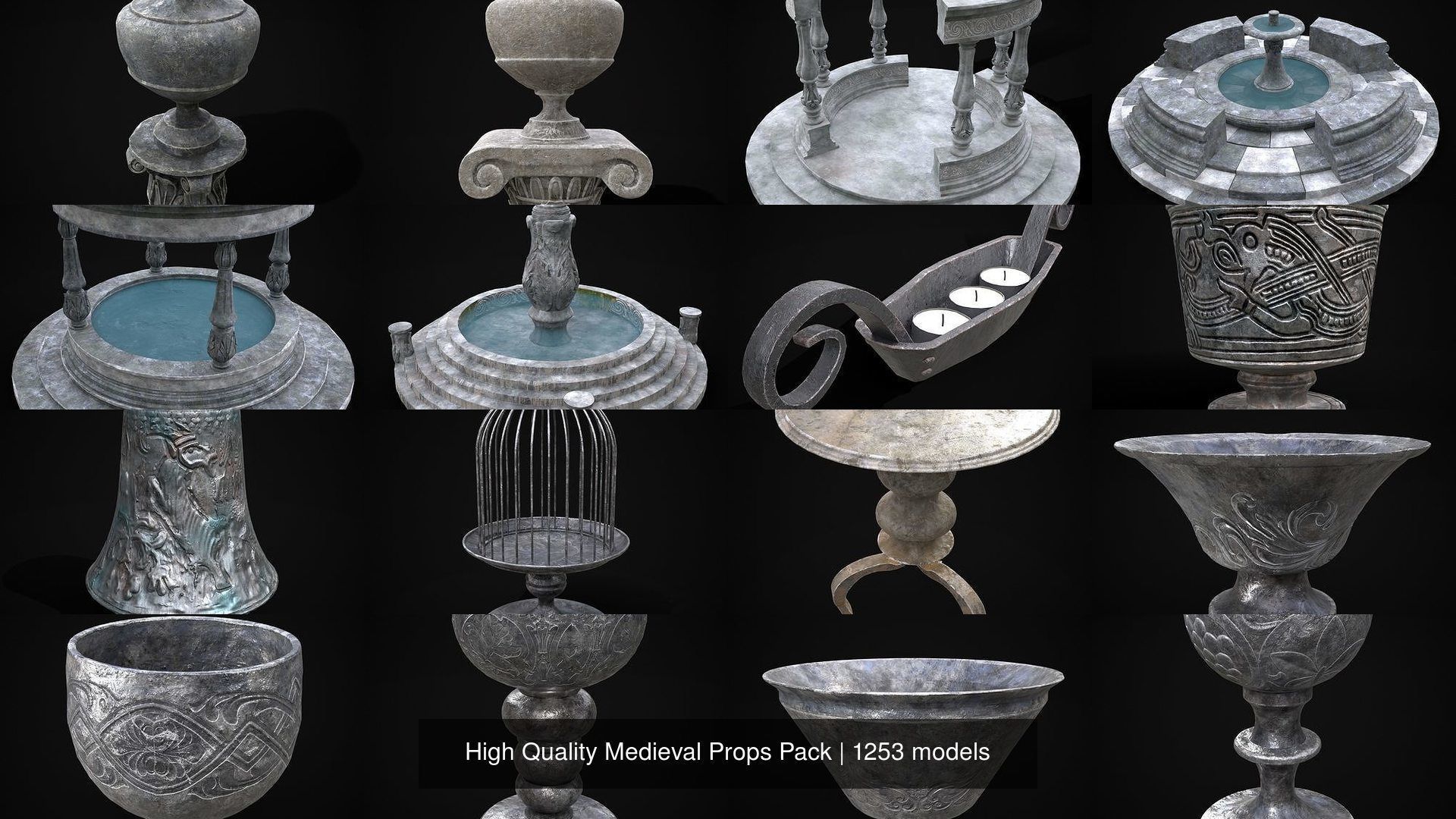 High Quality Medieval Props Pack 3D Model Collection_15