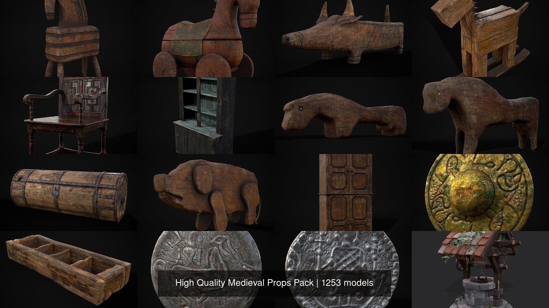 High Quality Medieval Props Pack 3D Model Collection_3