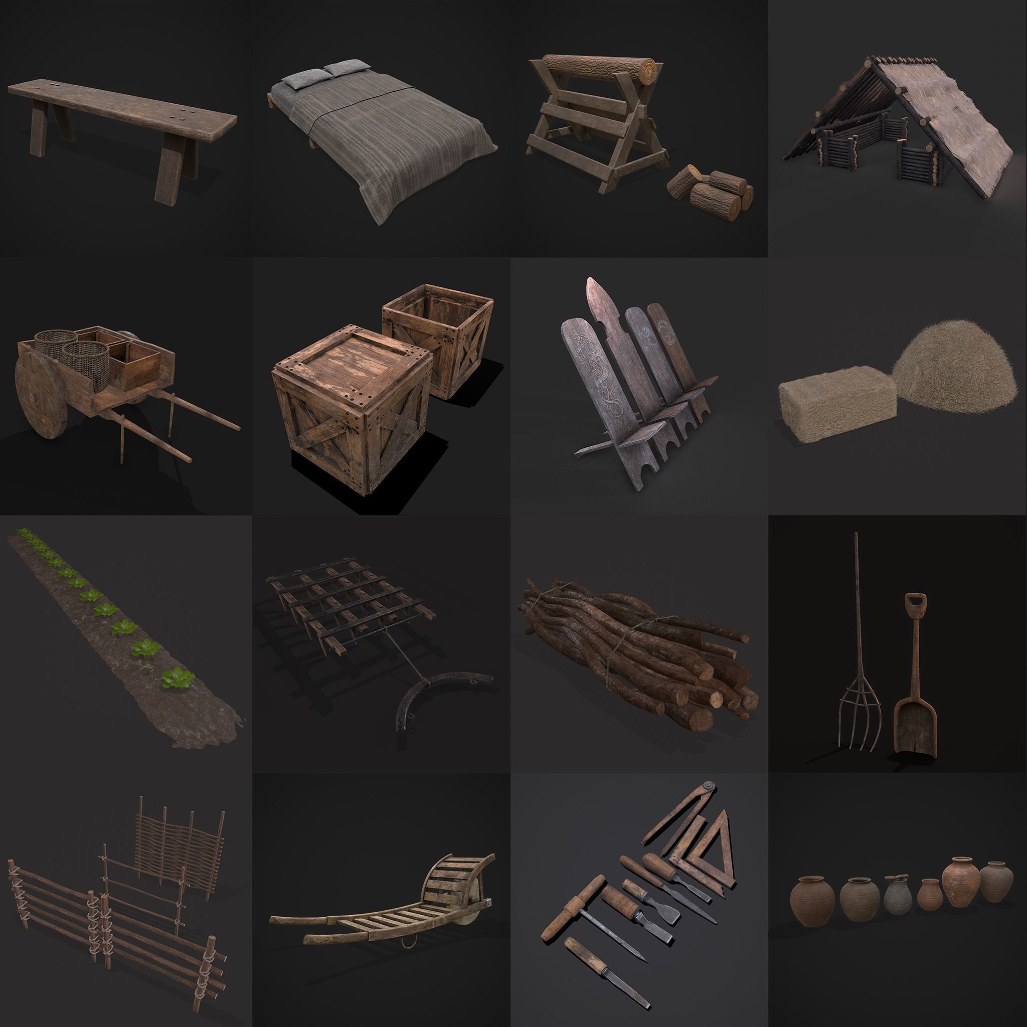 High Quality Medieval Props Pack 3D Model Collection_207