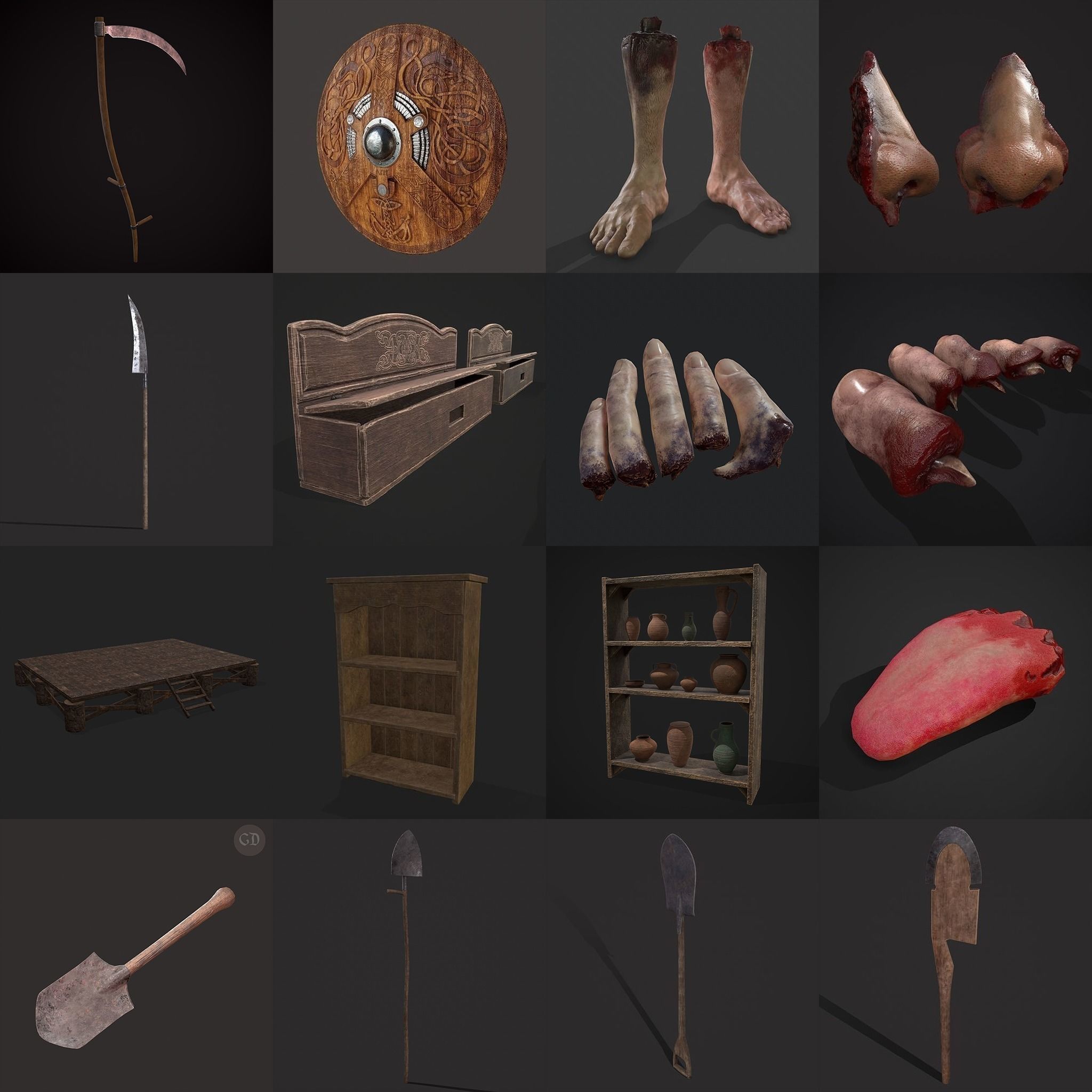 High Quality Medieval Props Pack 3D Model Collection_85