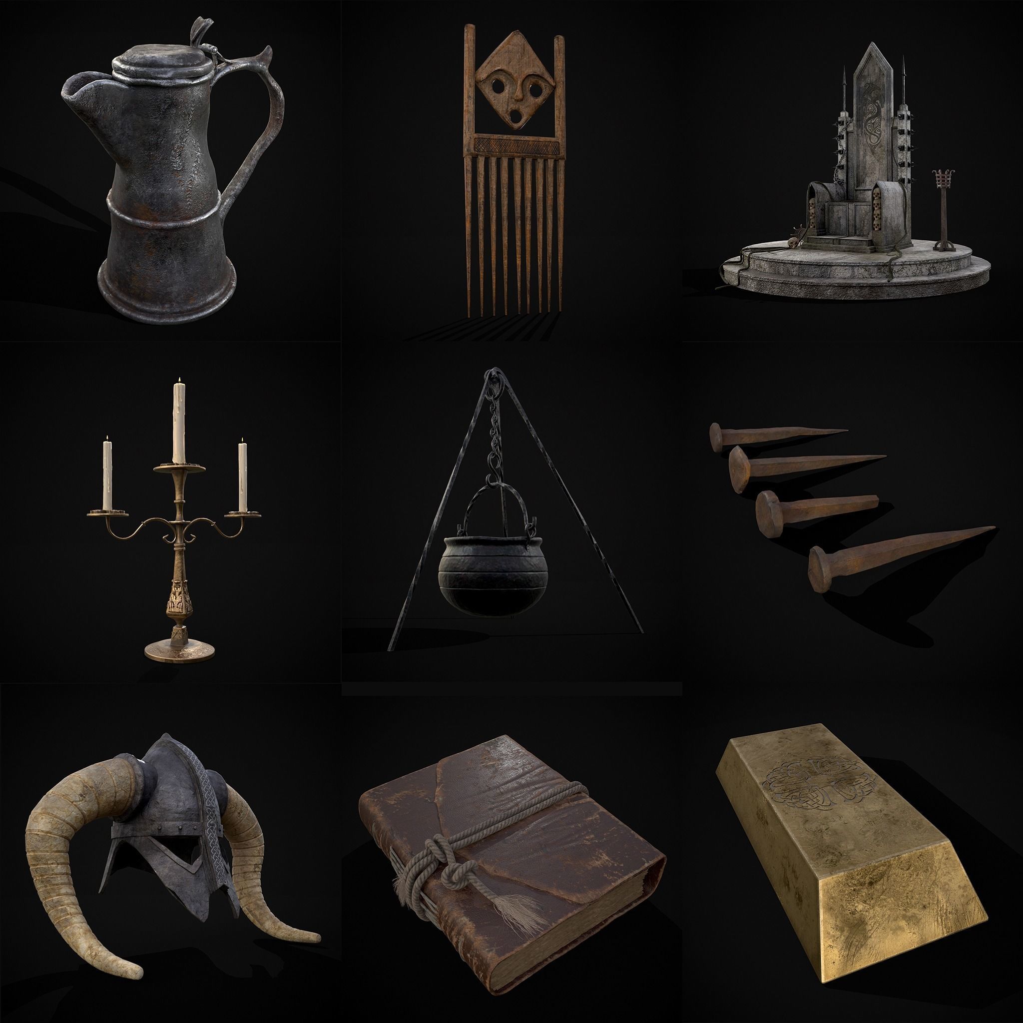 High Quality Medieval Props Pack 3D Model Collection_25