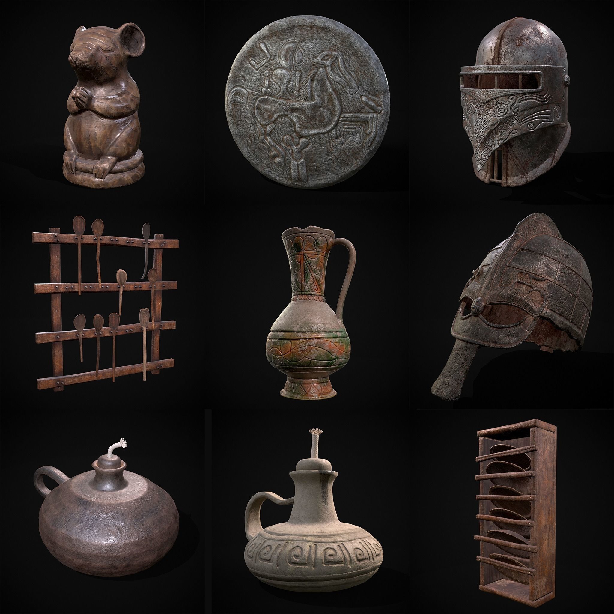 High Quality Medieval Props Pack 3D Model Collection_149