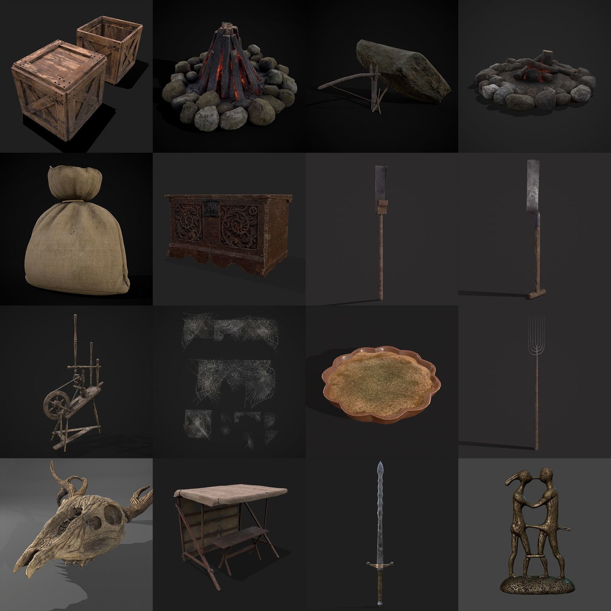 High Quality Medieval Props Pack 3D Model Collection_89