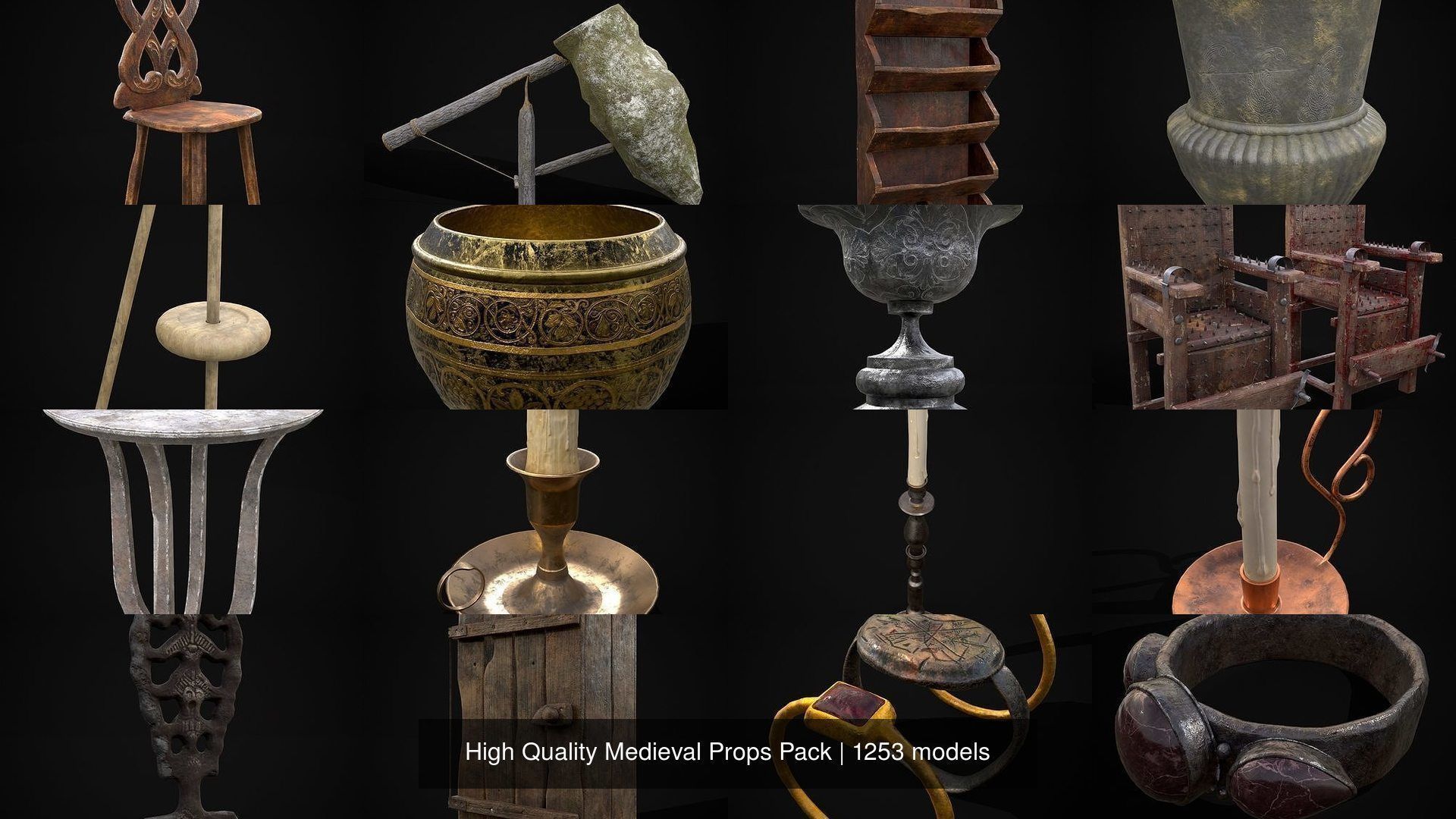 High Quality Medieval Props Pack 3D Model Collection_23