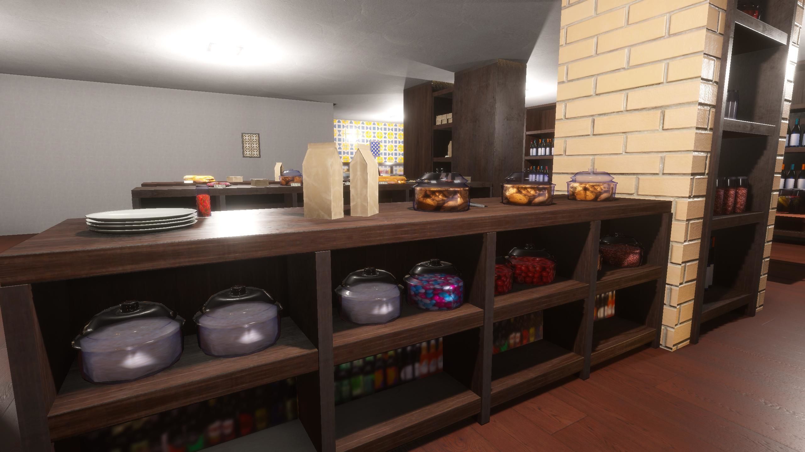 Gourmet Food Store and Cafe Low-poly 3D model_1
