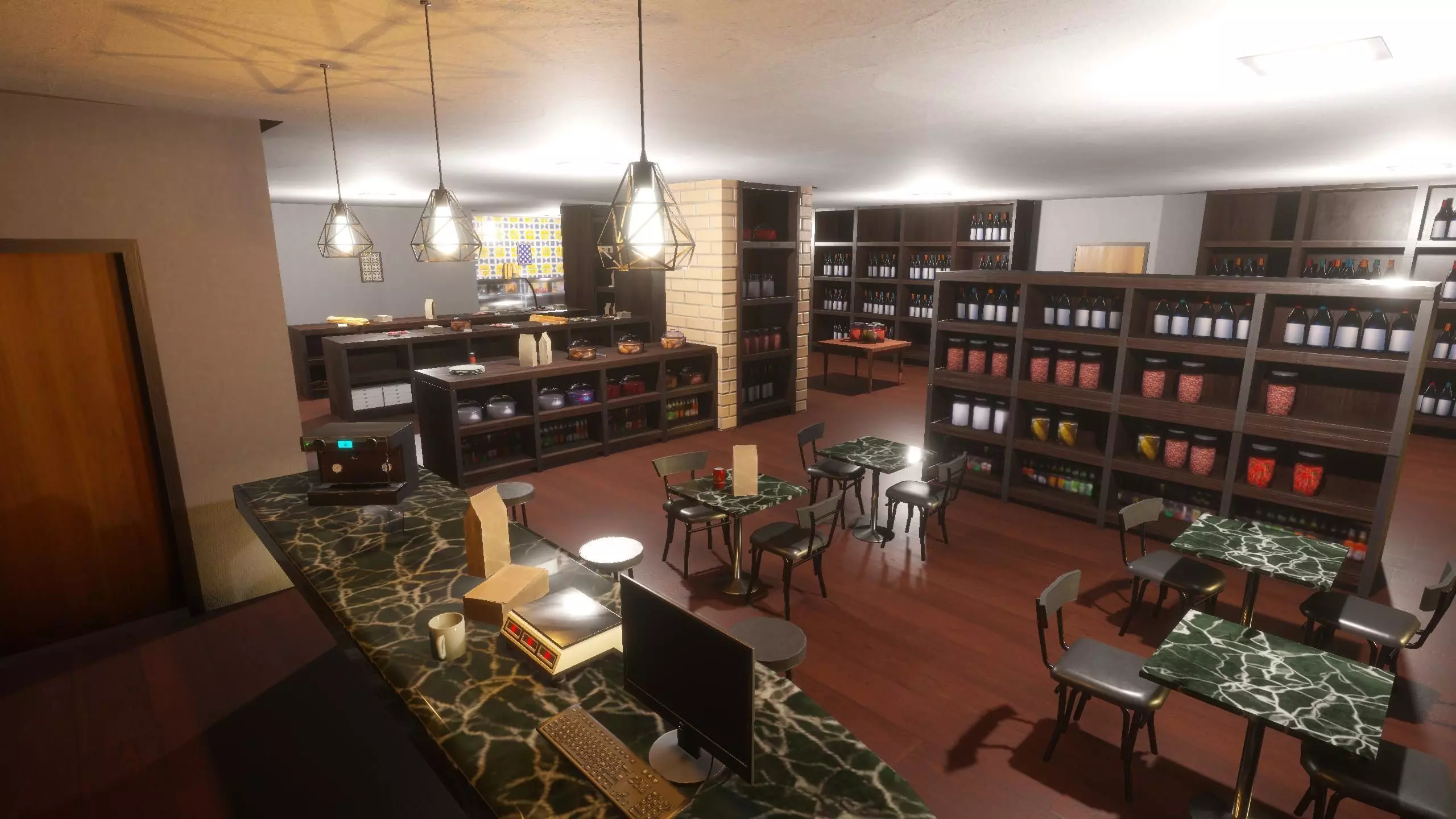 Gourmet Food Store and Cafe Low-poly 3D model_0