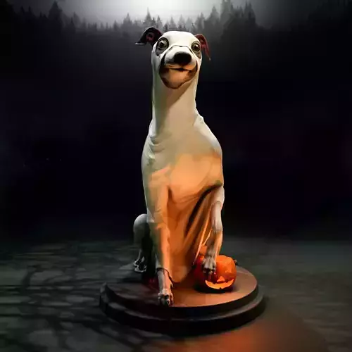 GHOST SCARED DOG - ITALIAN GREYHOUND PET HALLOWEEN 3D print model