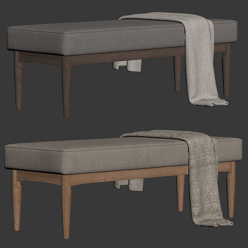 Arvid Wood Bench by Baxton Studio 3D model 7