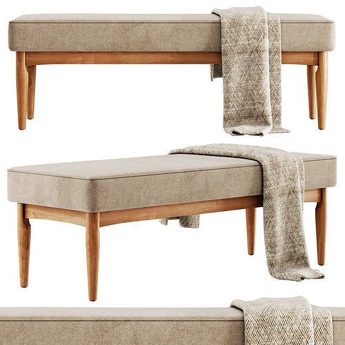 Arvid Wood Bench by Baxton Studio 3D model 3