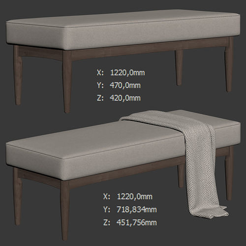 Arvid Wood Bench by Baxton Studio 3D model 6