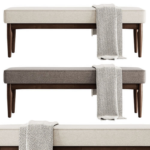 Arvid Wood Bench by Baxton Studio 3D model 2