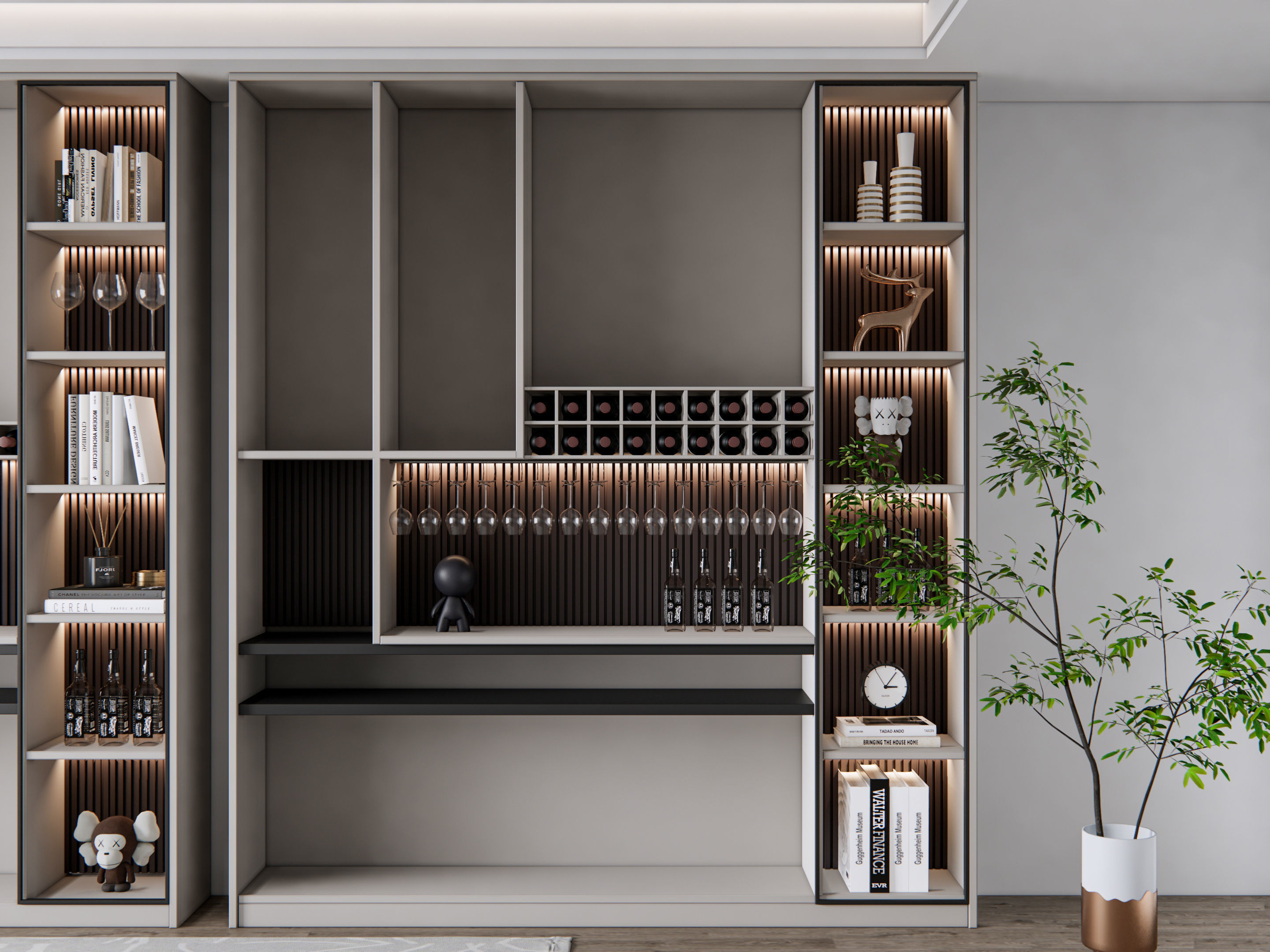 Wine cabinet Rack Cellar 3D model_3