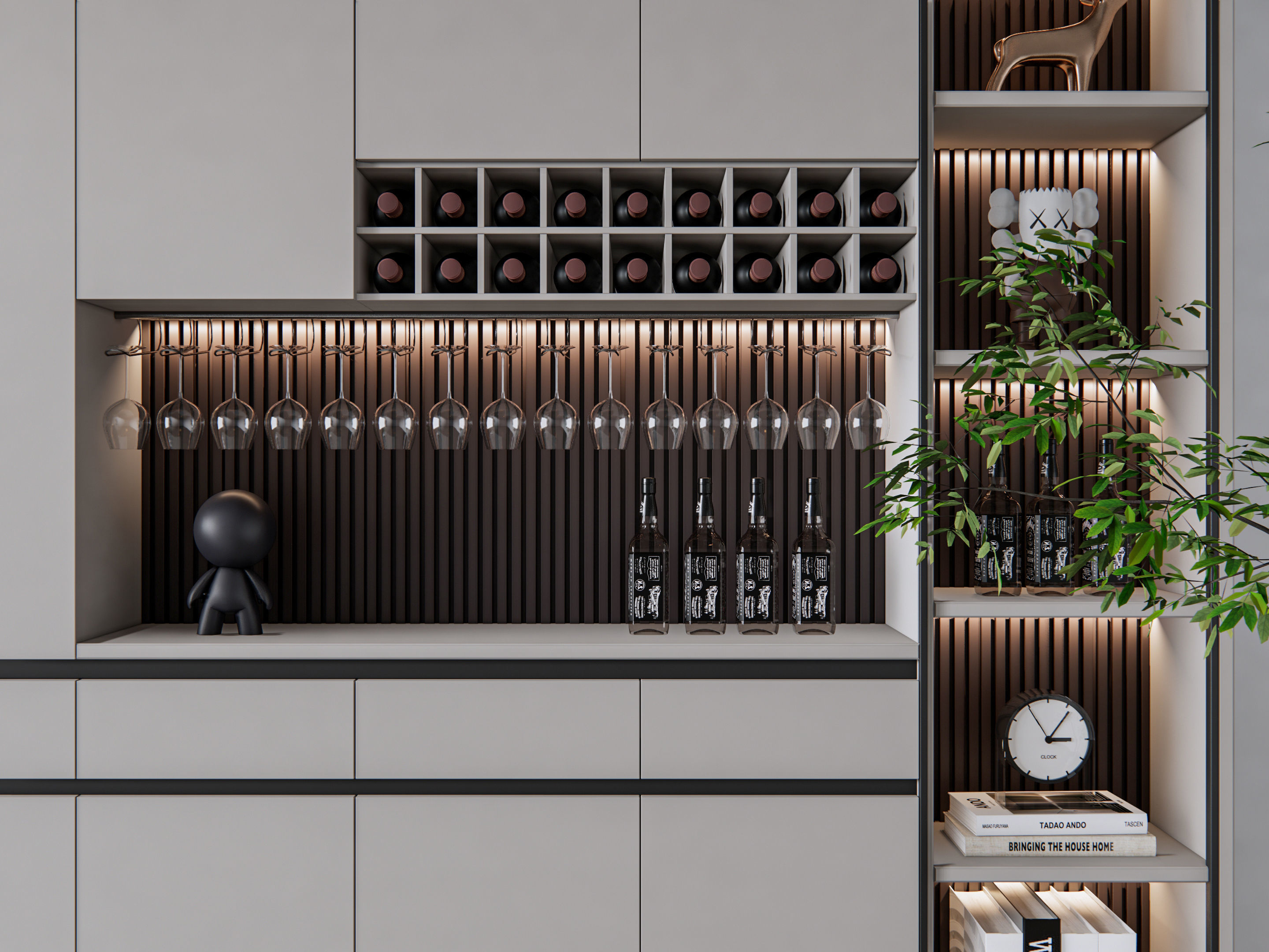 Wine cabinet Rack Cellar 3D model_7