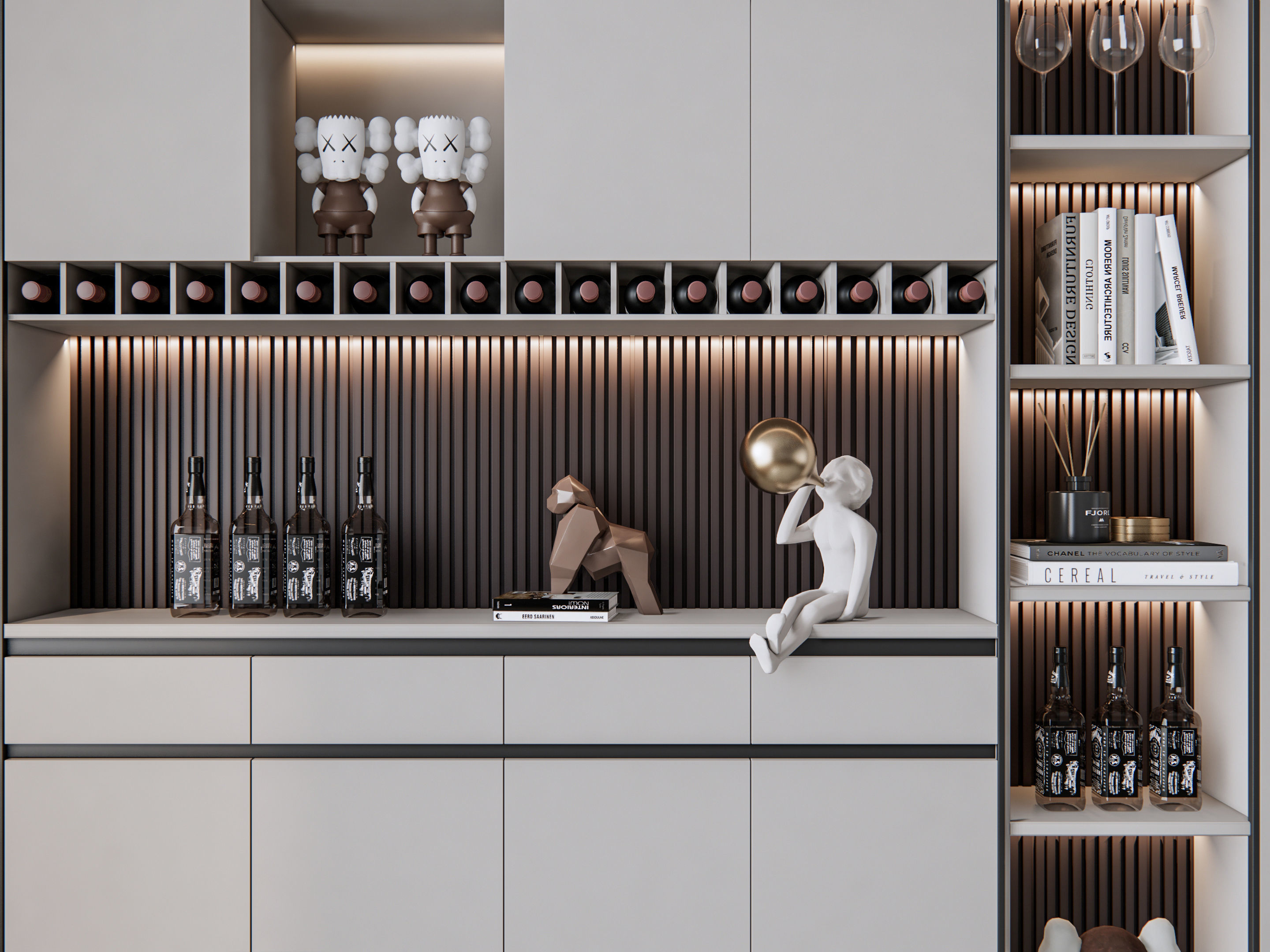 Wine cabinet Rack Cellar 3D model_8