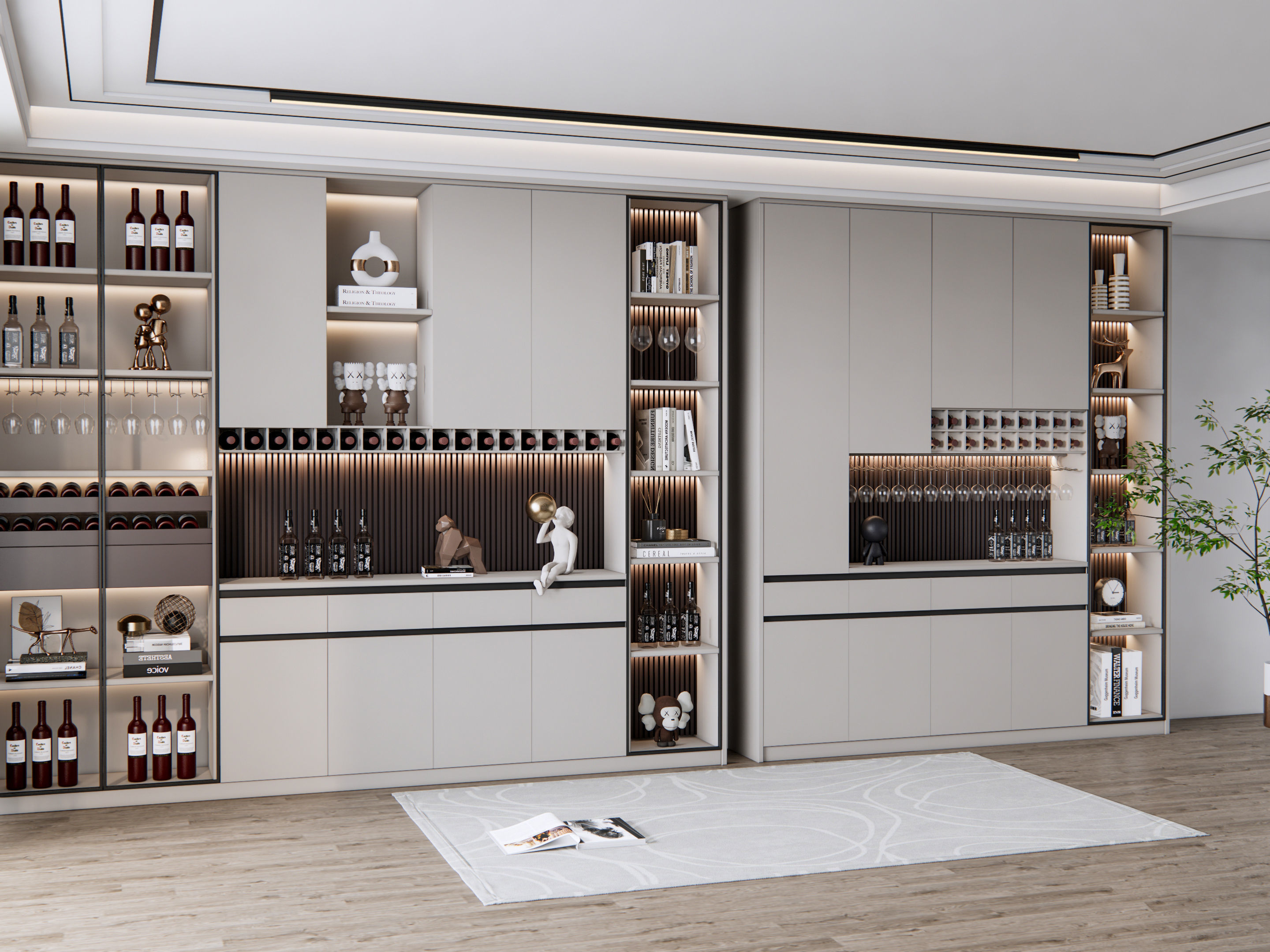 Wine cabinet Rack Cellar 3D model_12