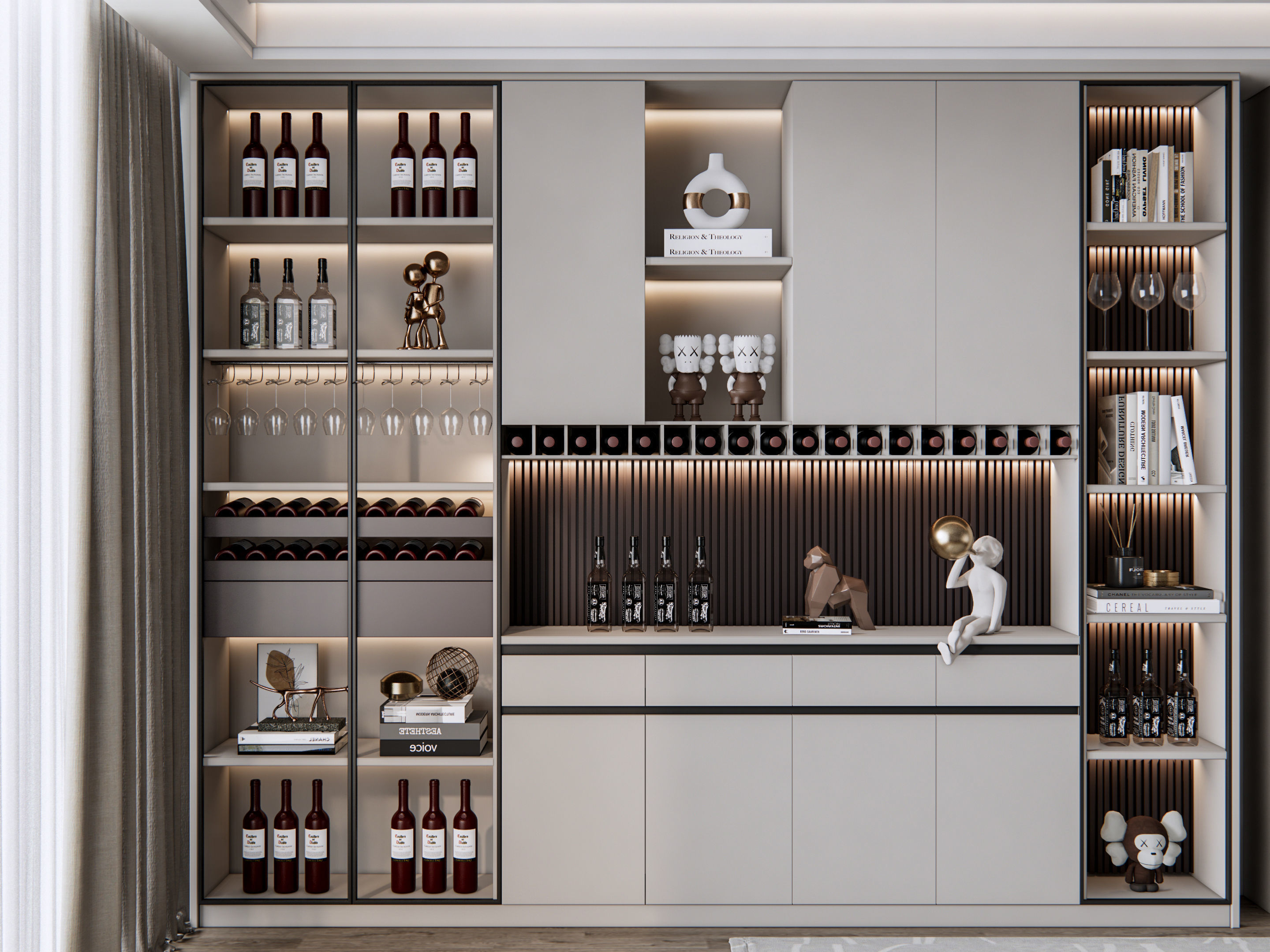 Wine cabinet Rack Cellar 3D model_5
