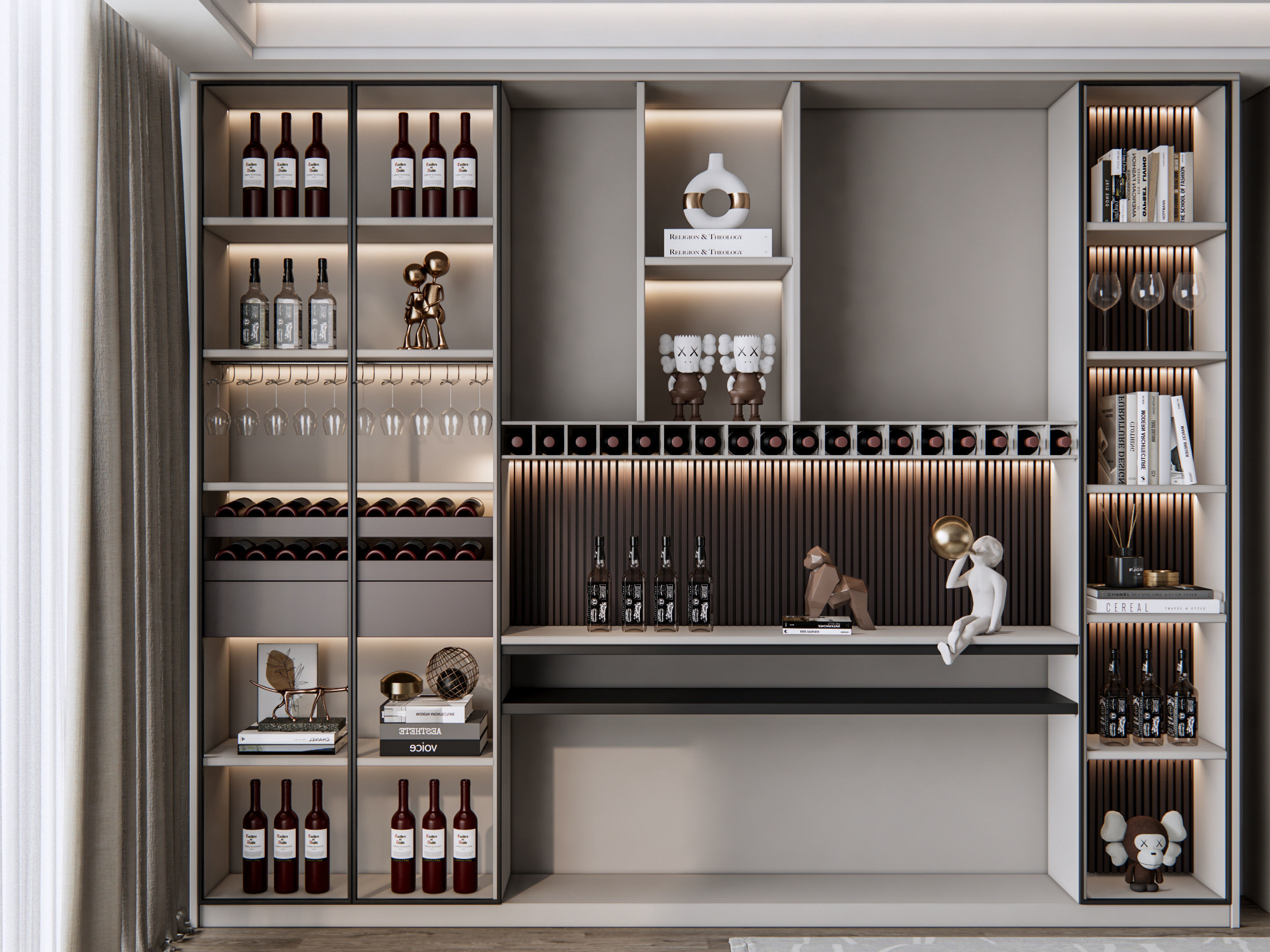 Wine cabinet Rack Cellar 3D model_4