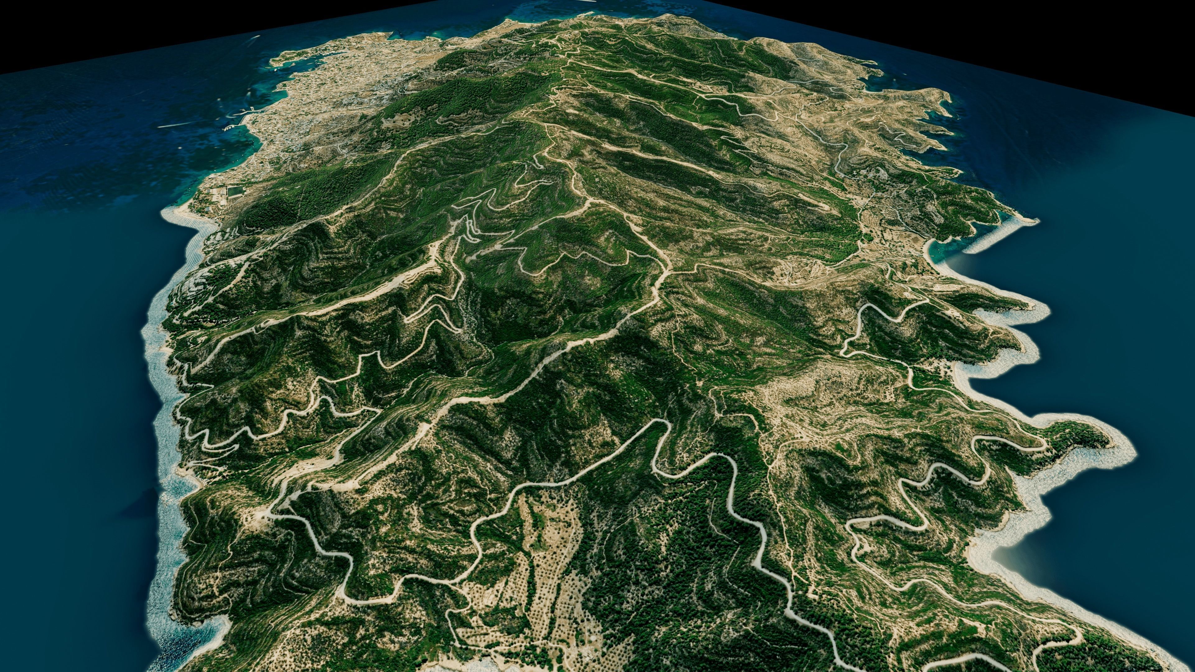 Spetses Island full 3d model terrain Low-poly 3D model_6