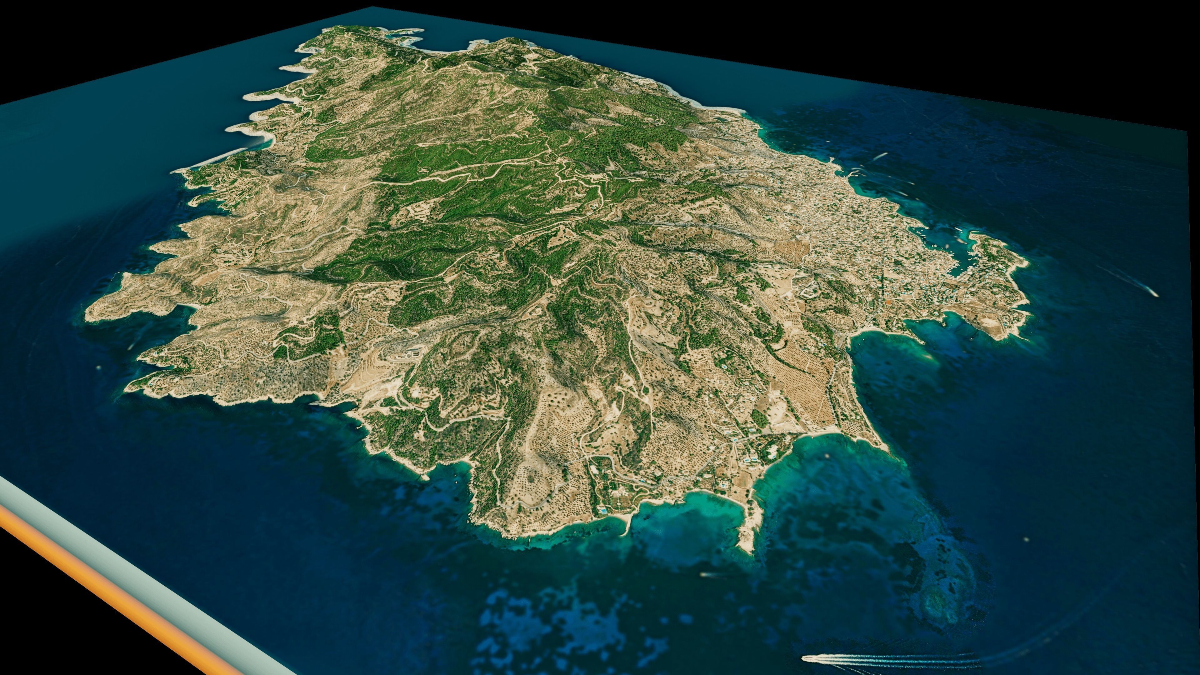 Spetses Island full 3d model terrain Low-poly 3D model_4