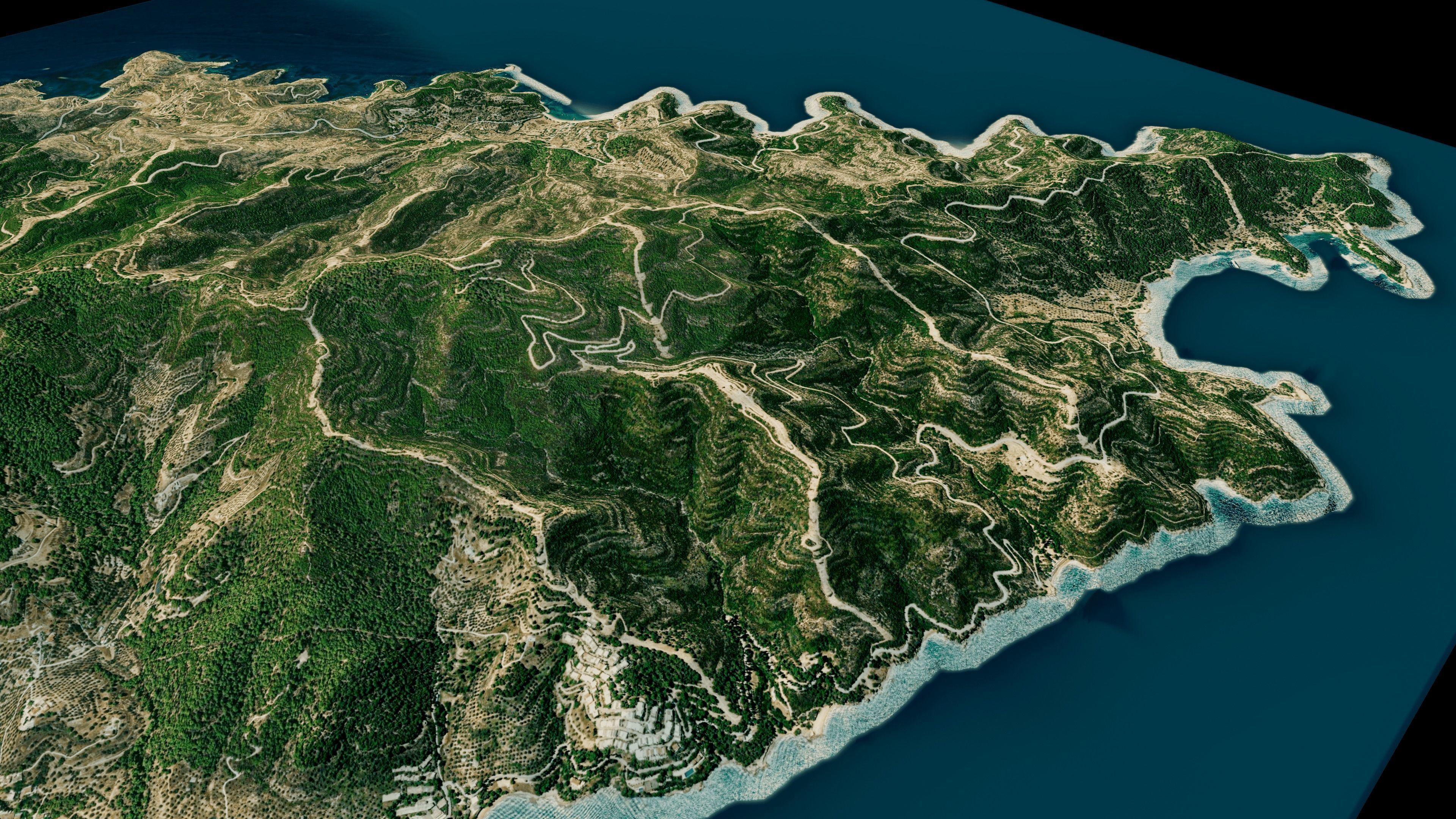 Spetses Island full 3d model terrain Low-poly 3D model_10