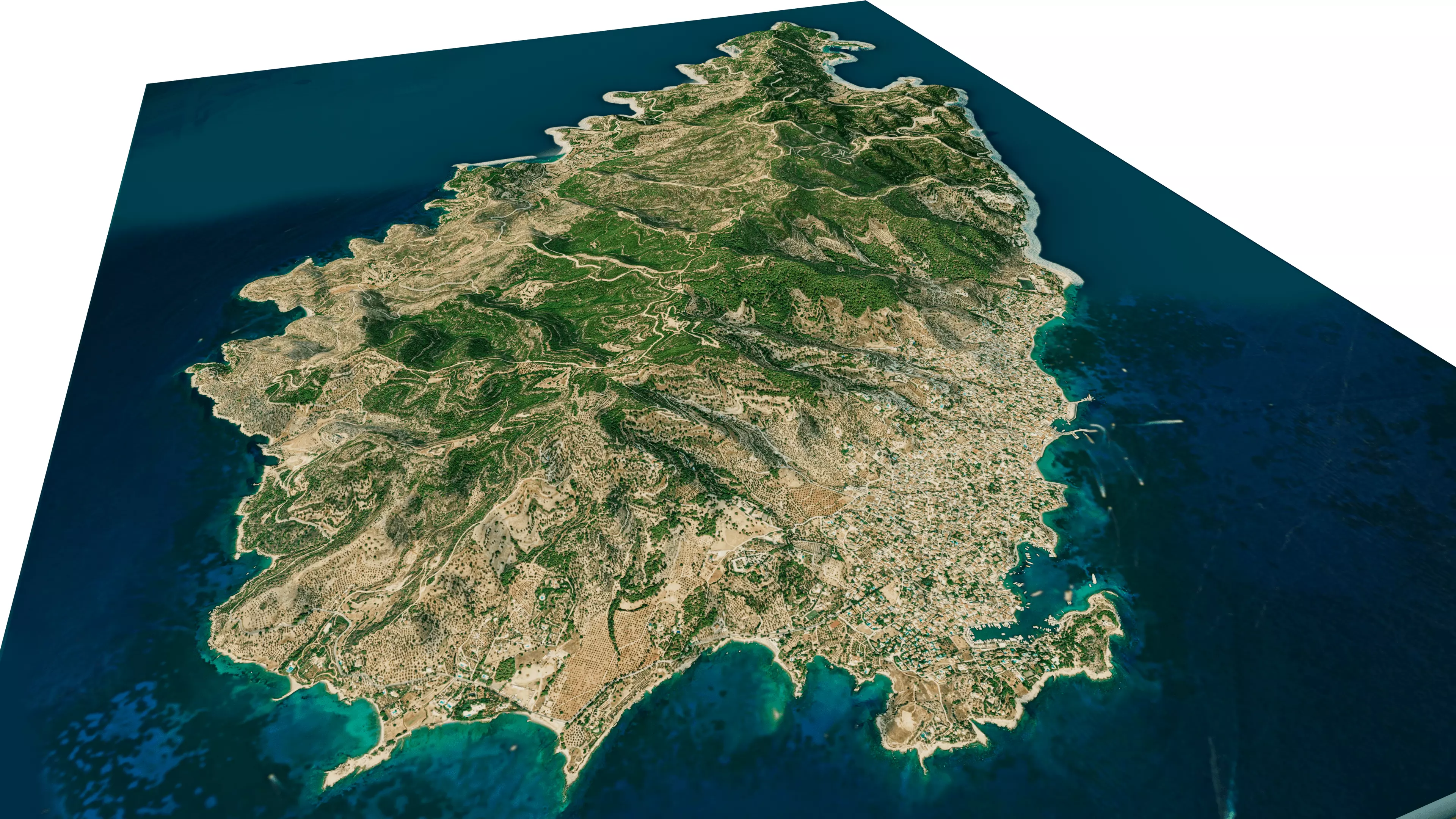 Spetses Island full 3d model terrain Low-poly 3D model_0