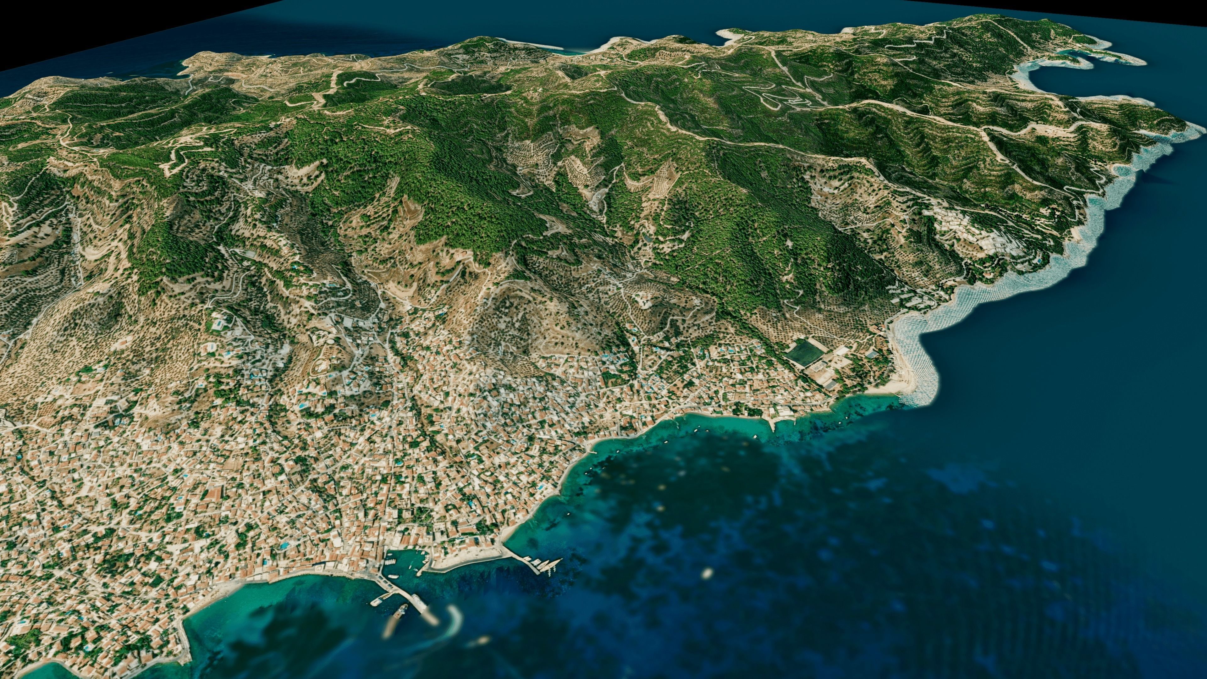 Spetses Island full 3d model terrain Low-poly 3D model_12